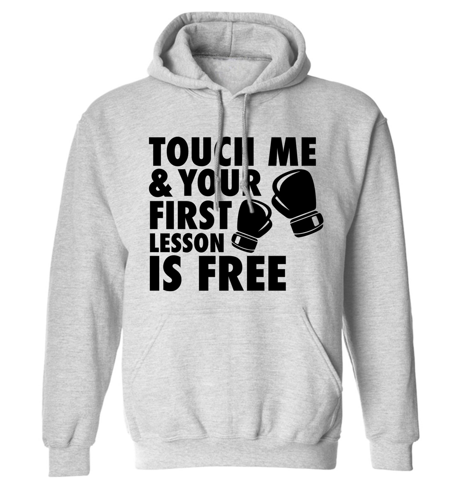 Touch me and your First Lesson is Free  adults unisex grey hoodie 2XL