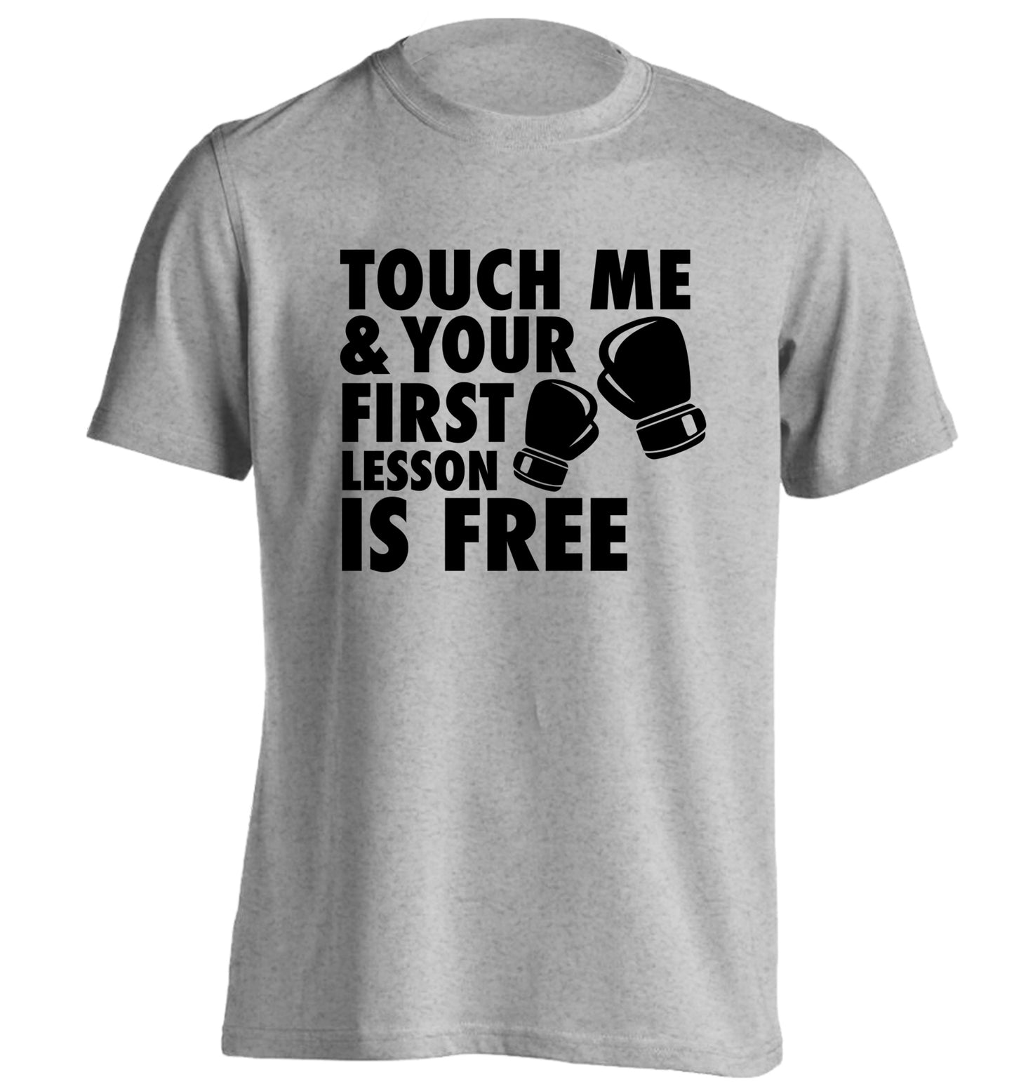Touch me and your First Lesson is Free  adults unisex grey Tshirt 2XL