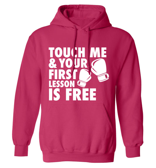 Touch me and your First Lesson is Free  adults unisex pink hoodie 2XL