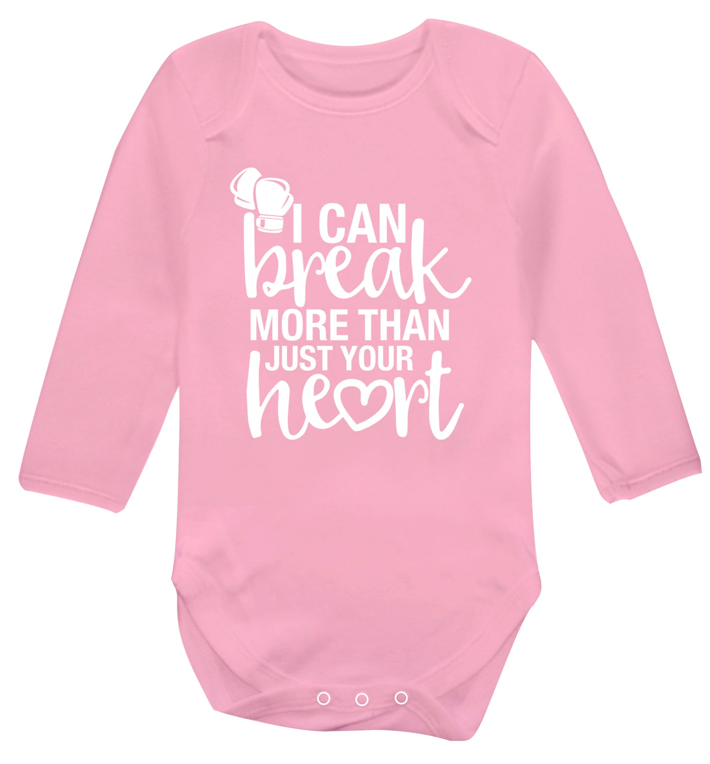 I can break more than just your heart Baby Vest long sleeved pale pink 6-12 months