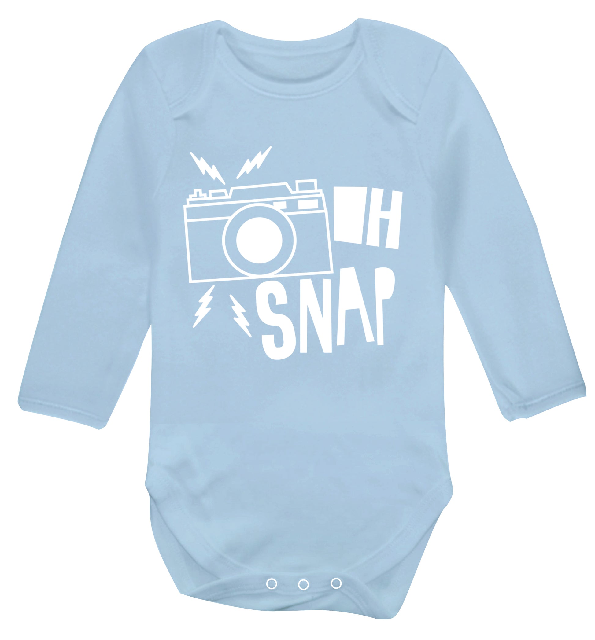 Oh Snap Baby Vest long sleeved pale blue 6-12 months