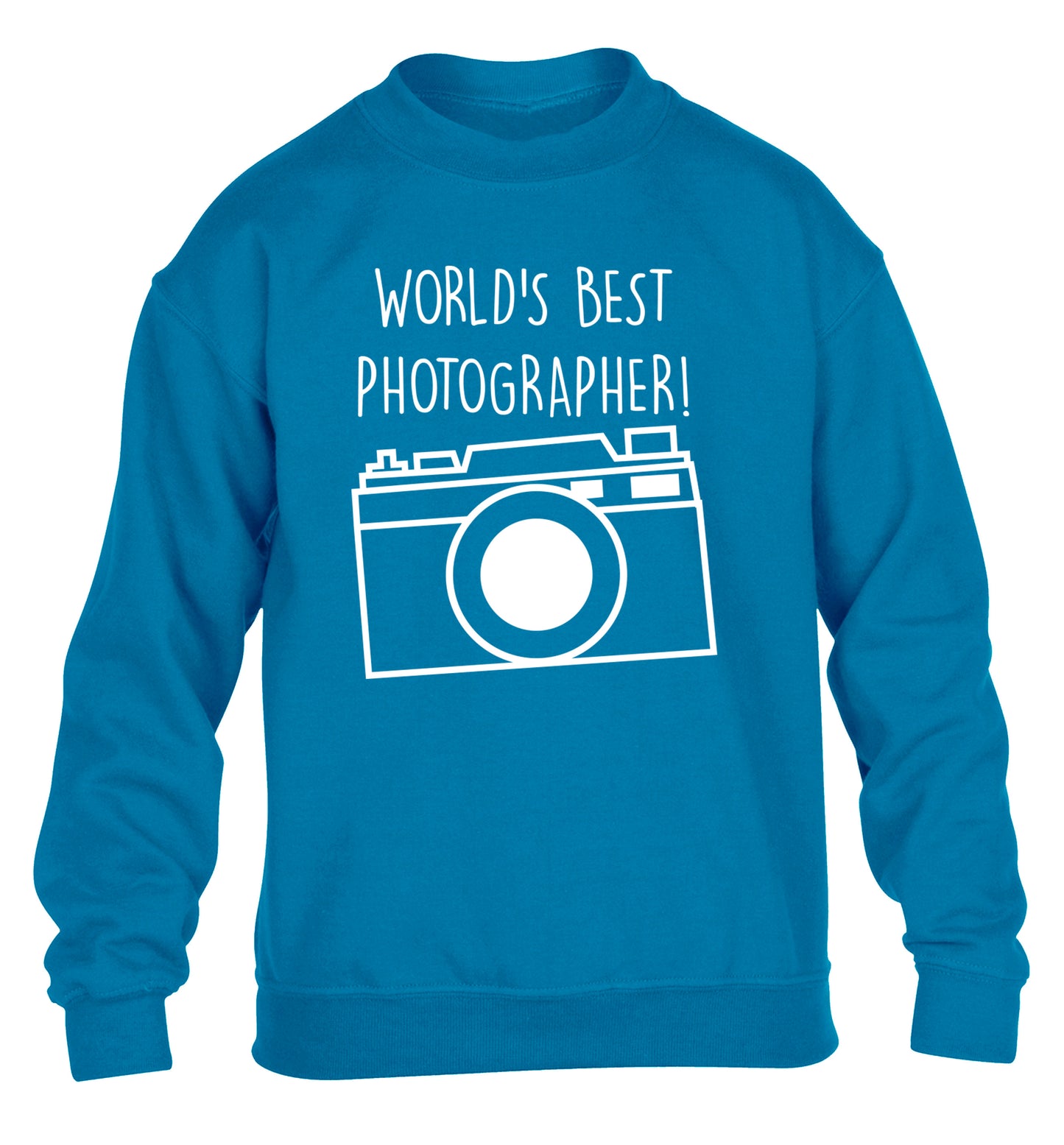Worlds best photographer  children's blue sweater 12-13 Years
