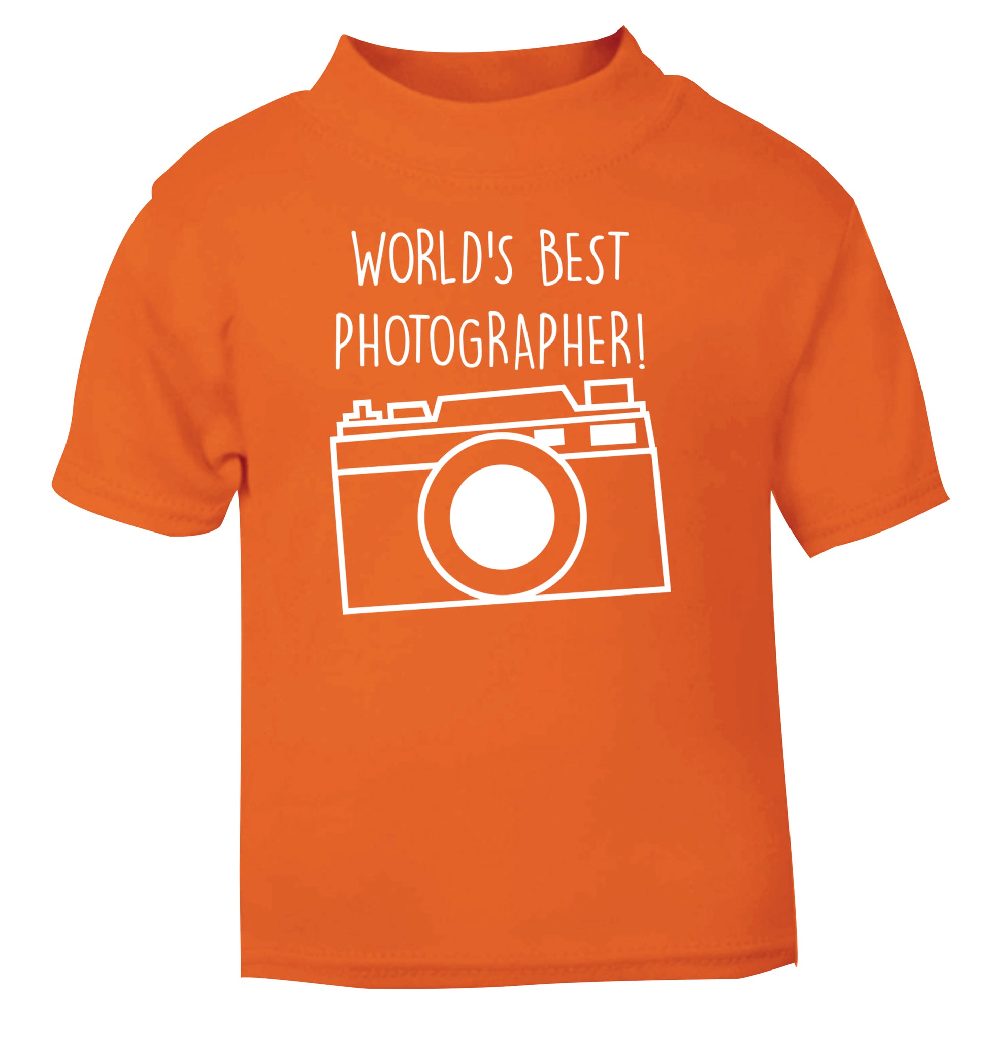 Worlds best photographer  orange Baby Toddler Tshirt 2 Years