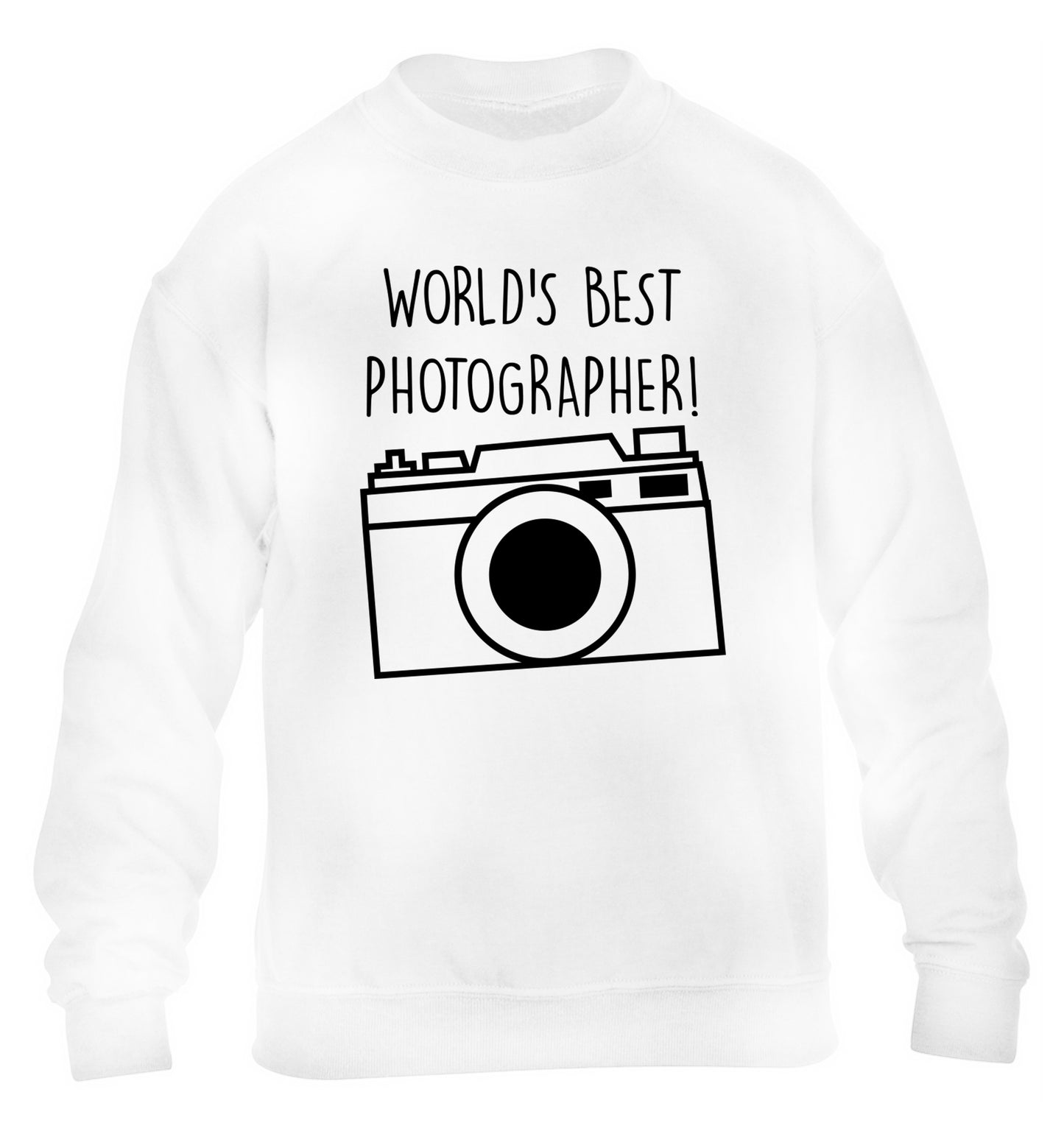 Worlds best photographer  children's white sweater 12-13 Years