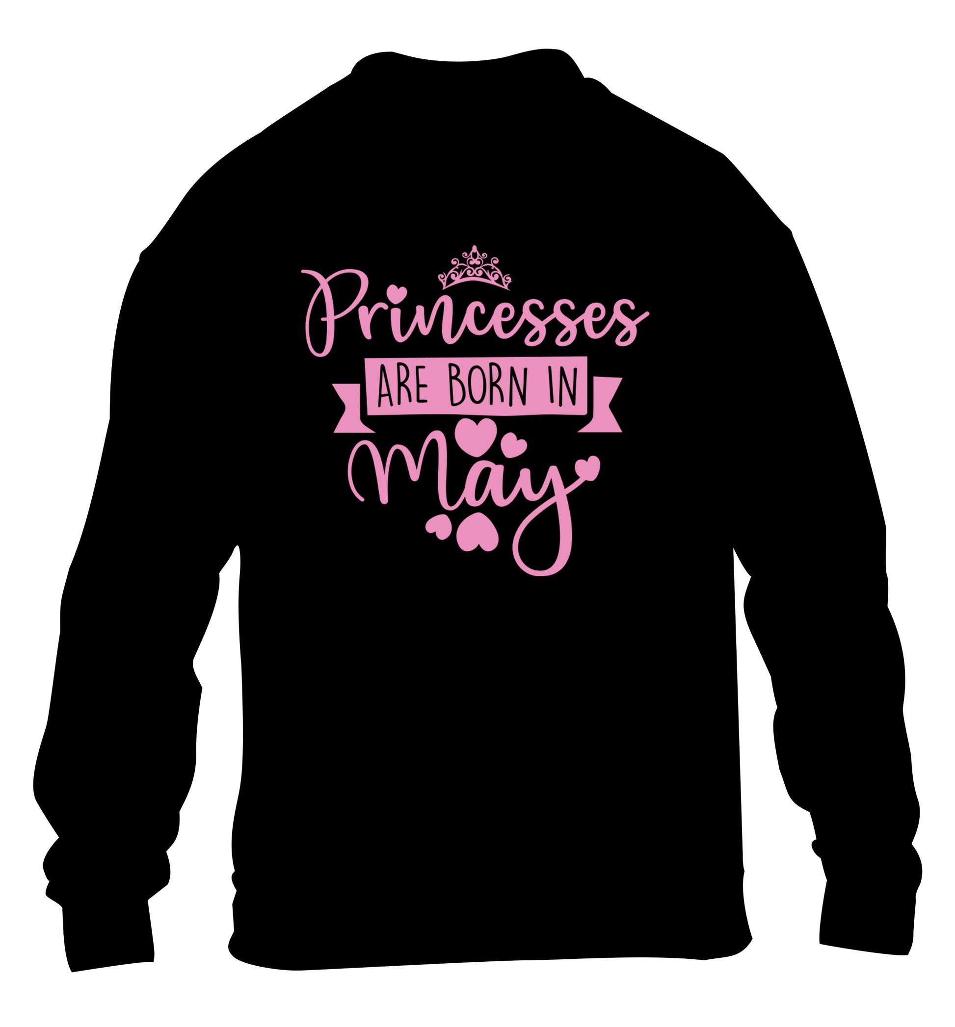 Princesses are born in May children's black sweater 12-13 Years