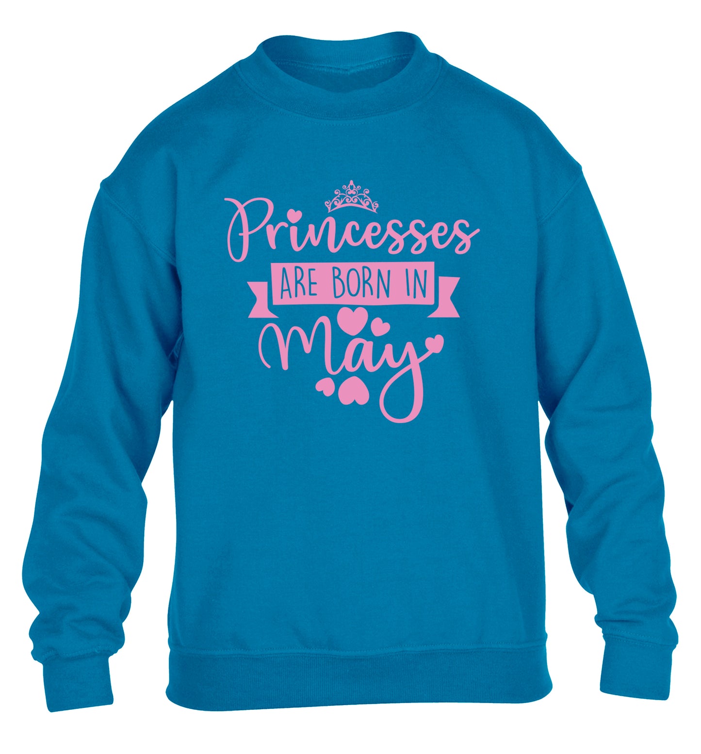 Princesses are born in May children's blue sweater 12-13 Years