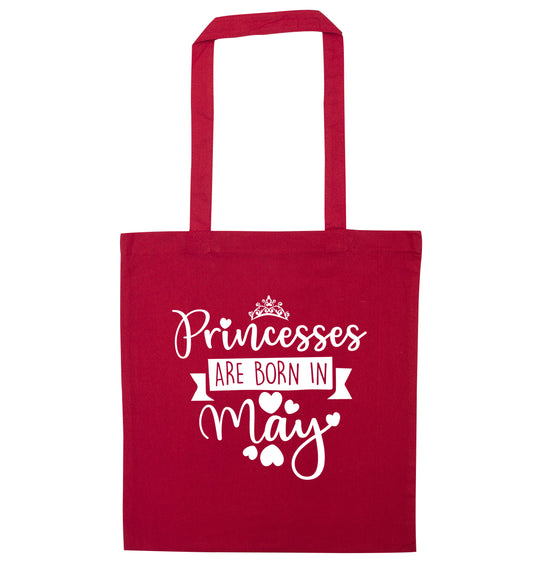 Princesses are born in May red tote bag