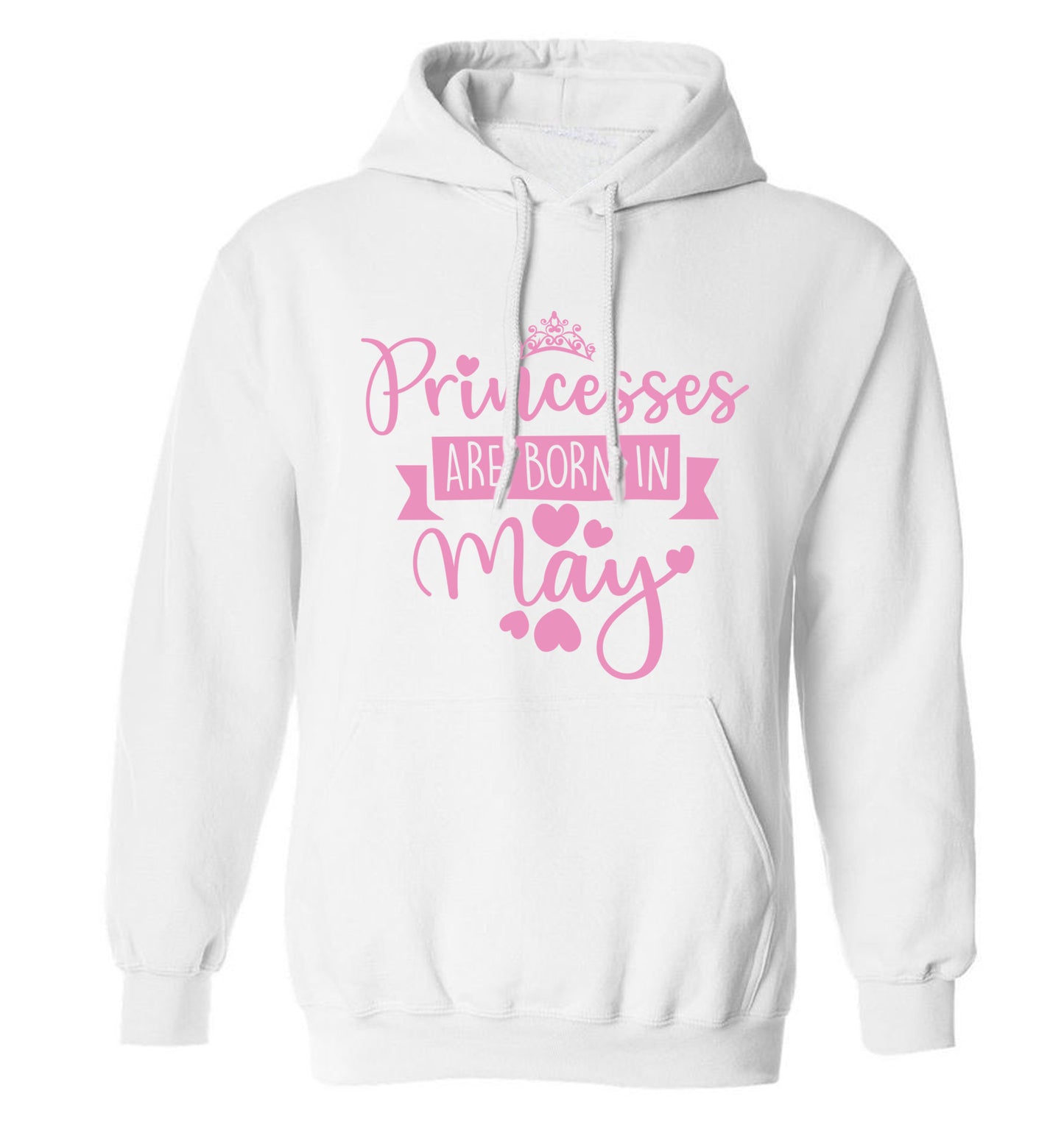 Princesses are born in May adults unisex white hoodie 2XL