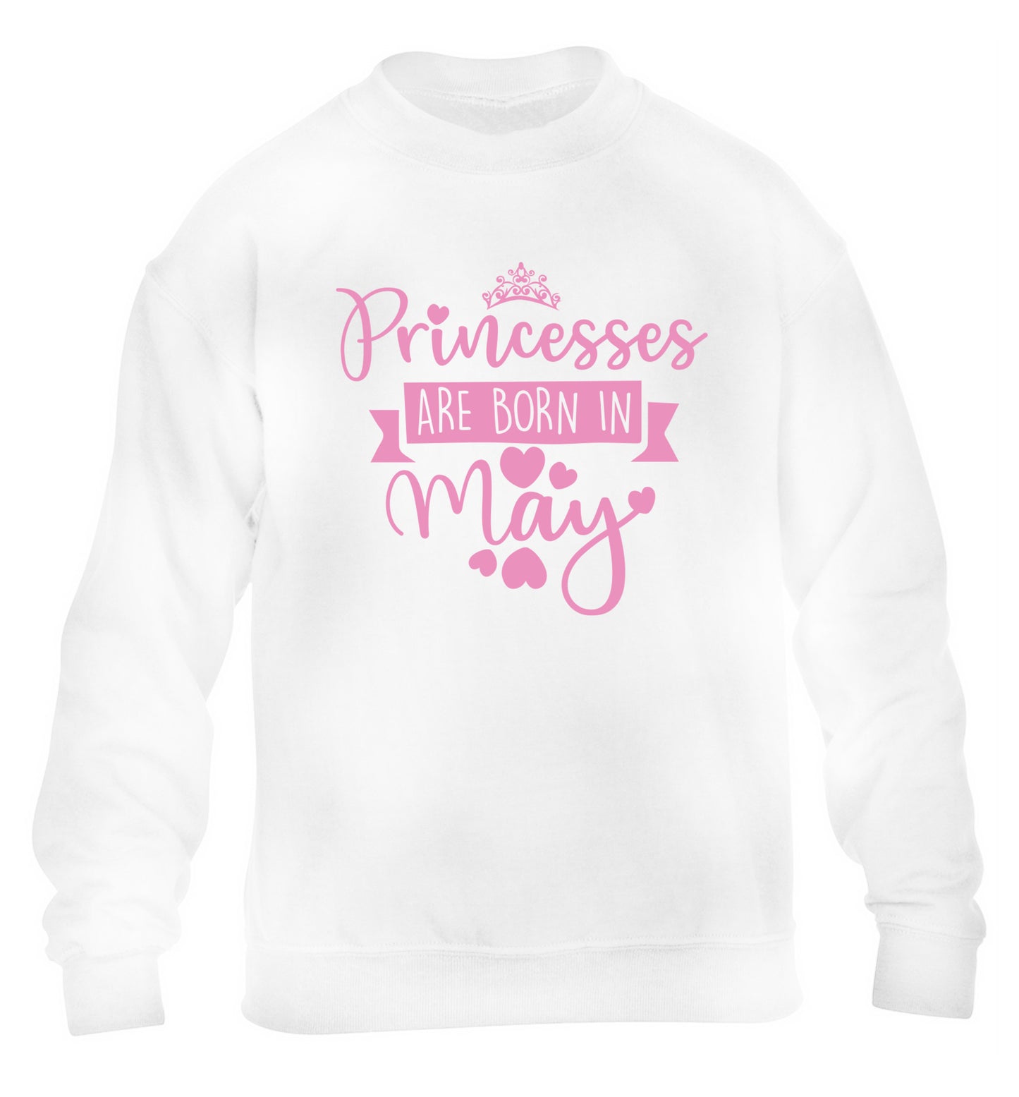 Princesses are born in May children's white sweater 12-13 Years