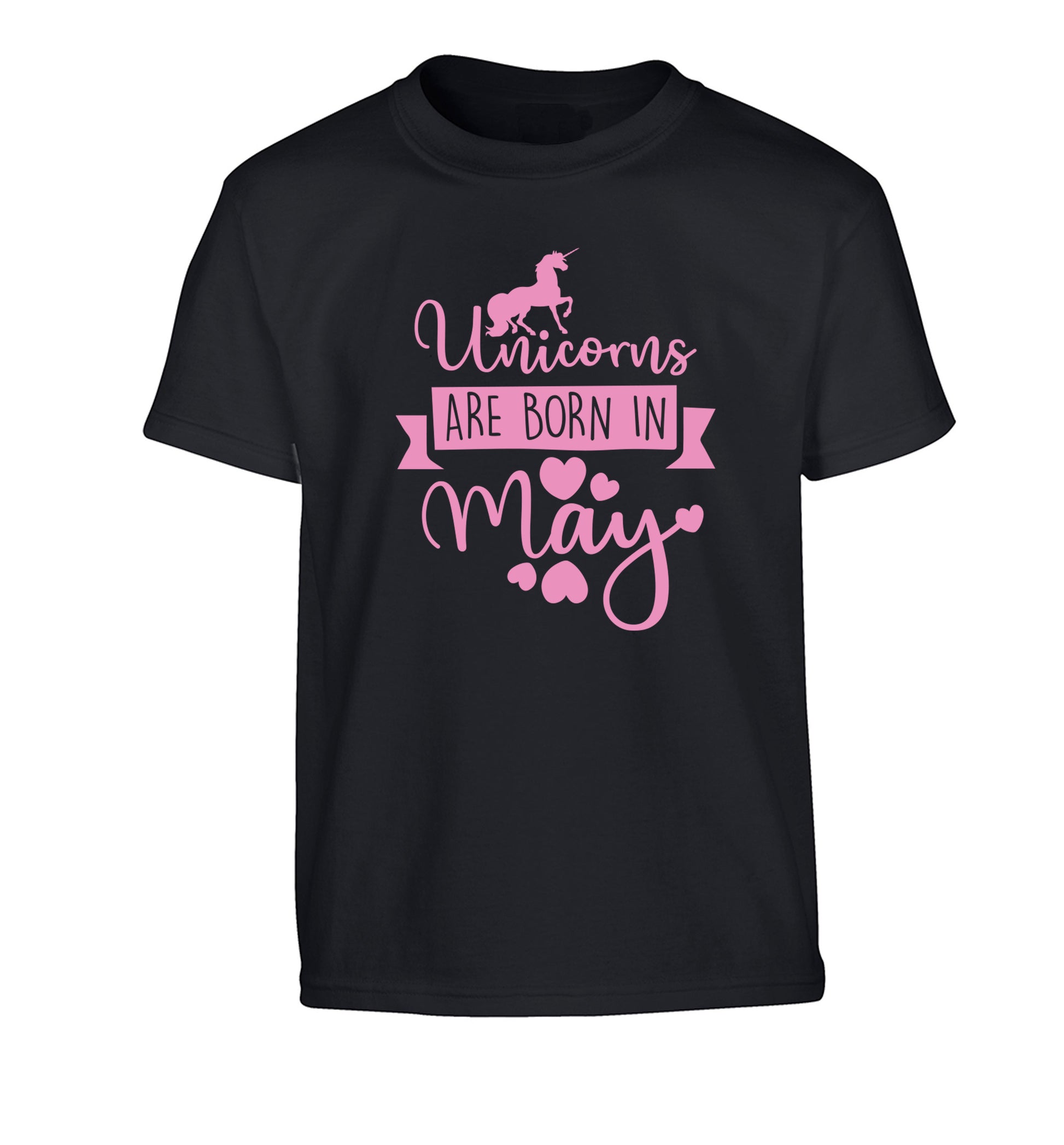 Unicorns are born in May Children's black Tshirt 12-13 Years