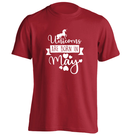 Unicorns are born in May adults unisex red Tshirt 2XL