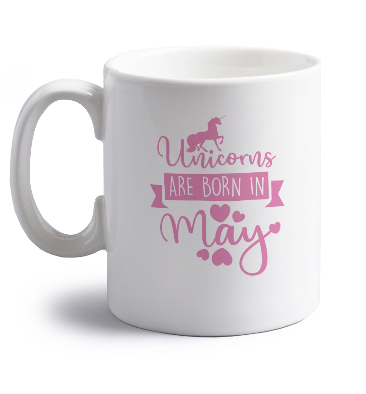 Unicorns are born in May right handed white ceramic mug 