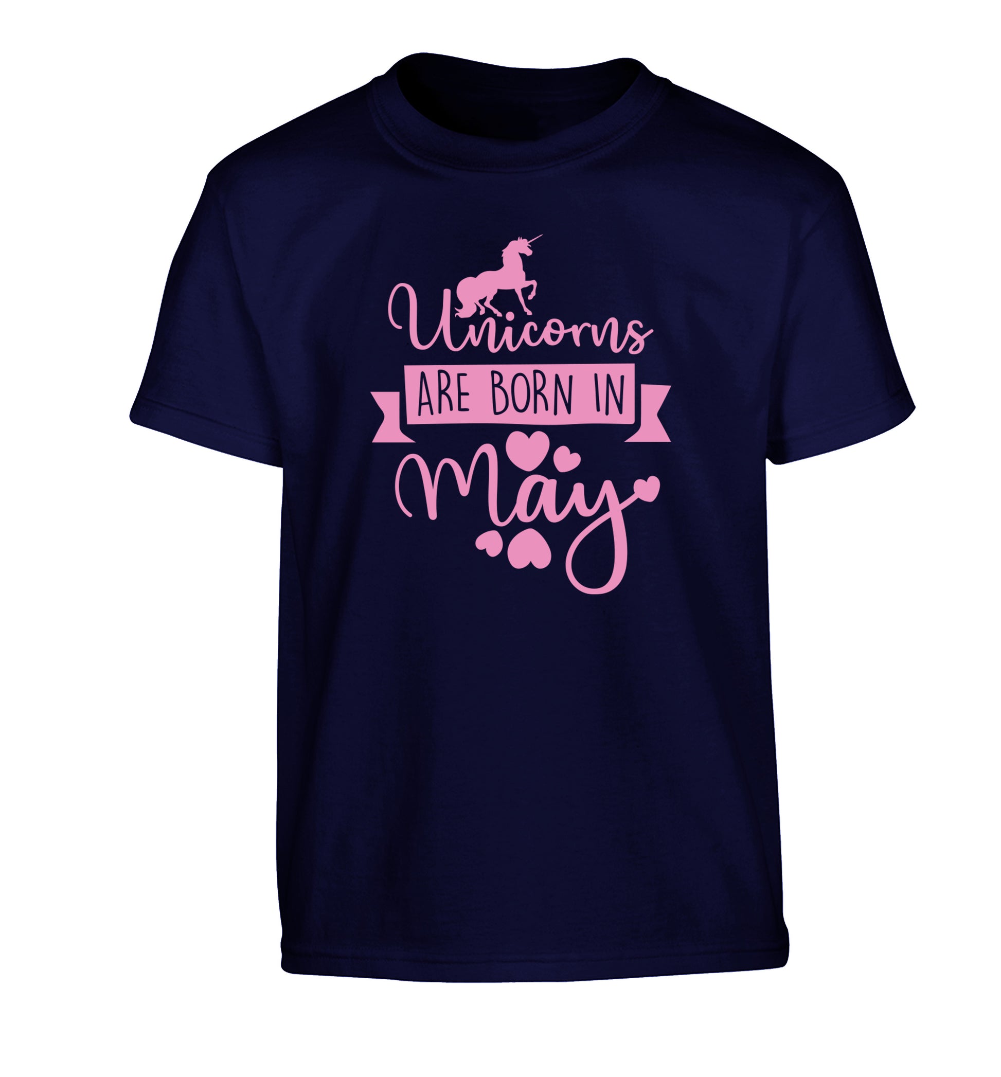 Unicorns are born in May Children's navy Tshirt 12-13 Years