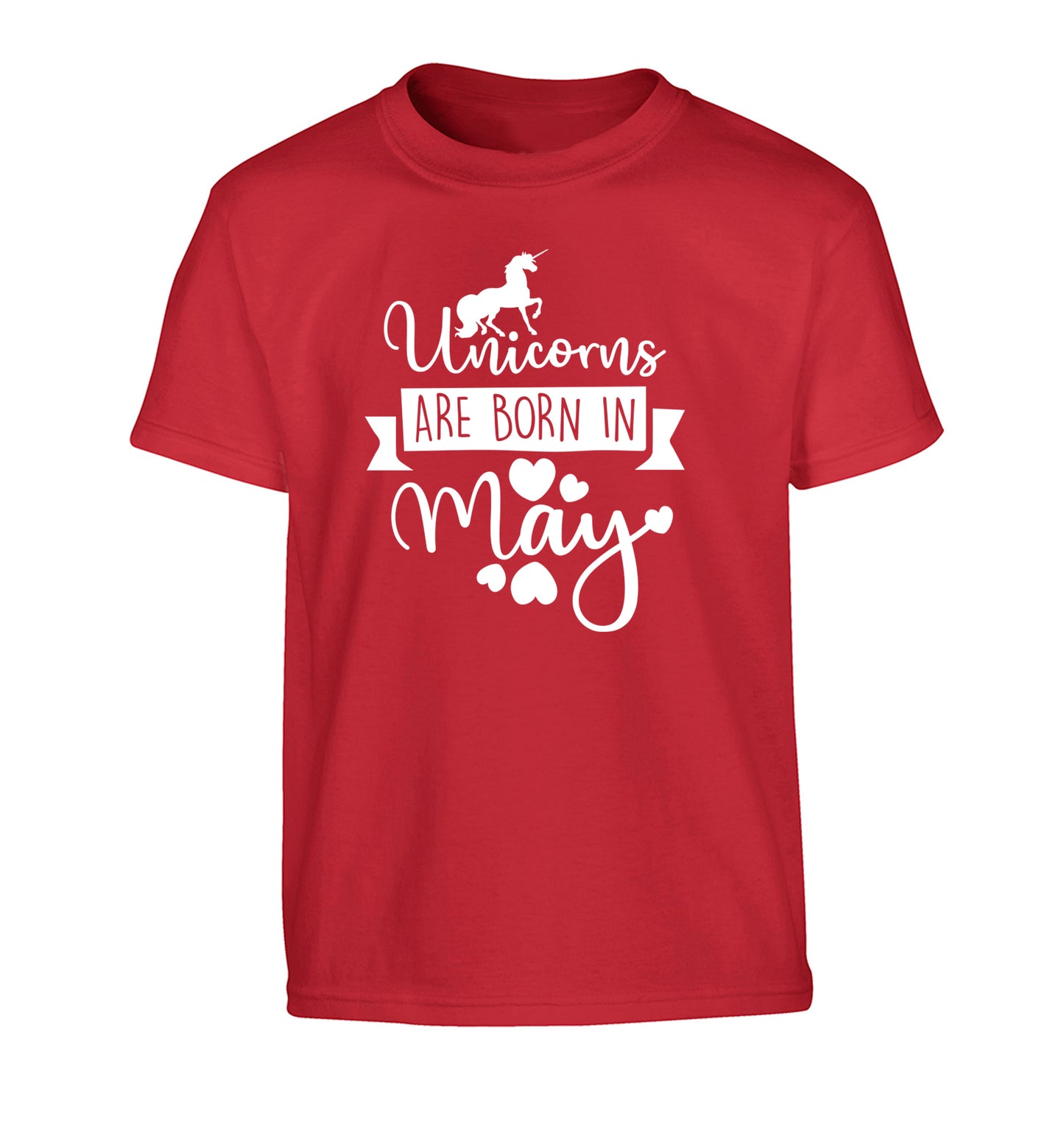 Unicorns are born in May Children's red Tshirt 12-13 Years