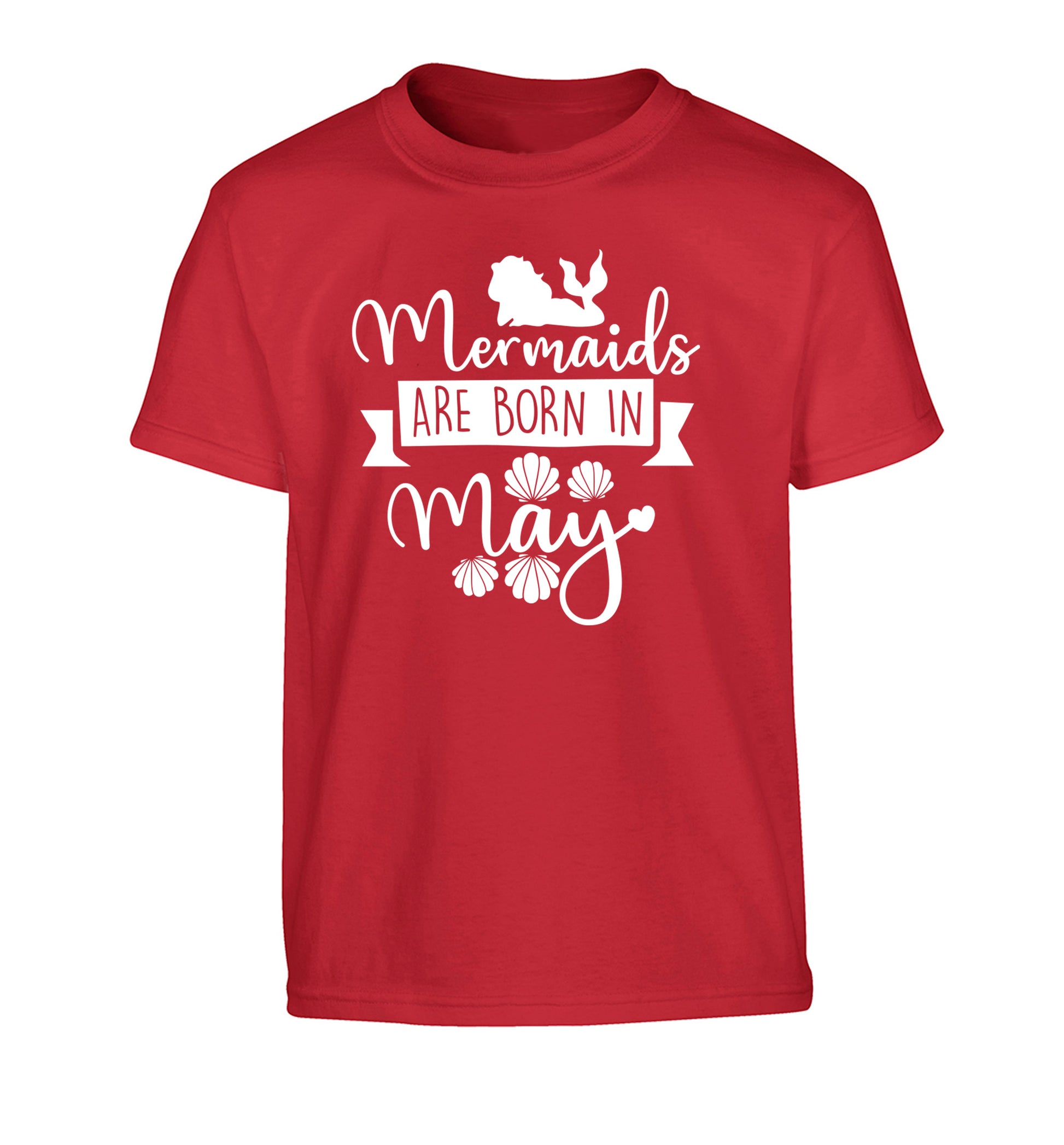 Mermaids are born in May Children's red Tshirt 12-13 Years