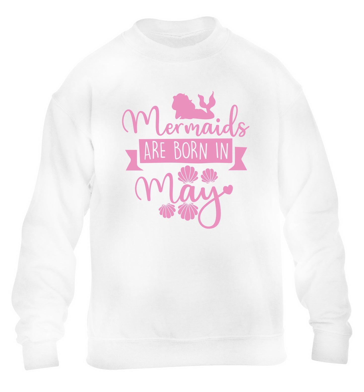 Mermaids are born in May children's white sweater 12-13 Years