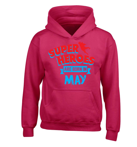 Superheros are born in May children's pink hoodie 12-13 Years