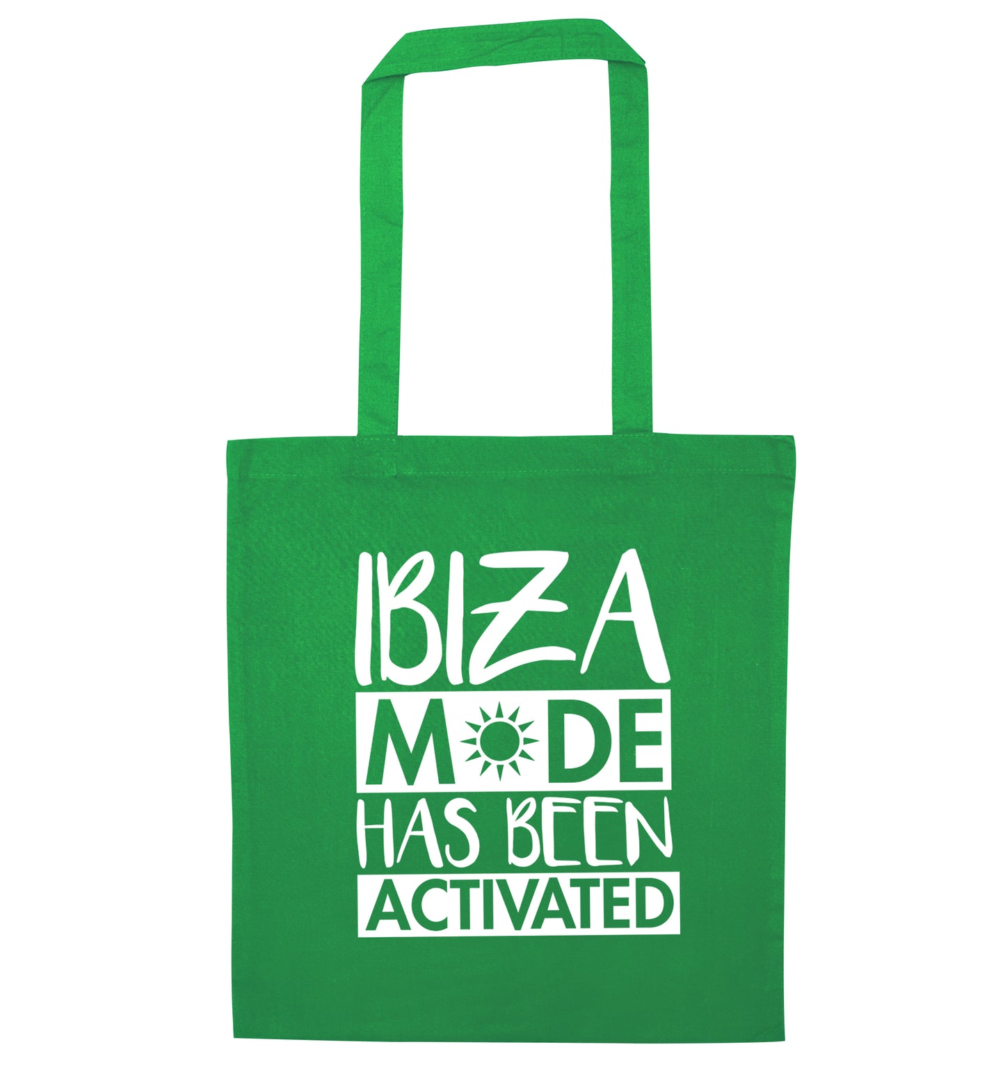 Ibiza mode has been activated green tote bag