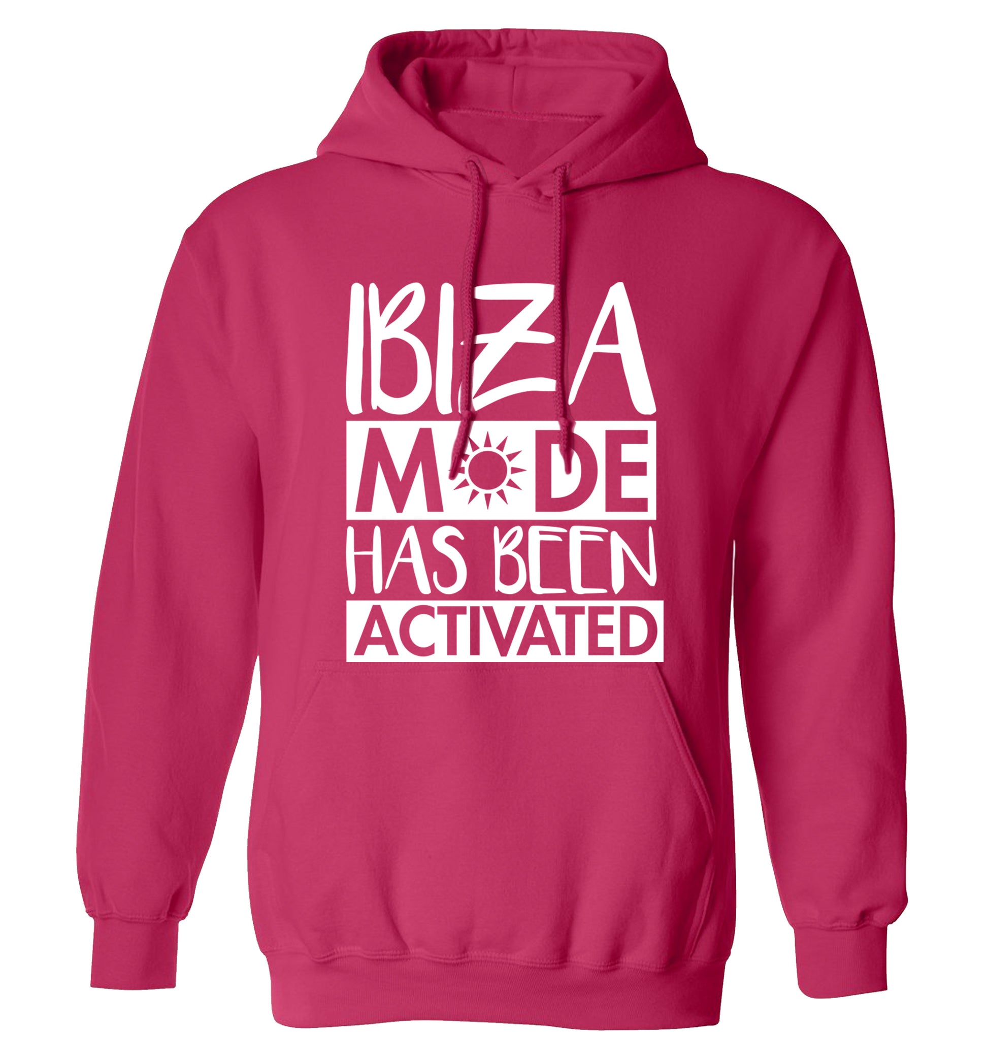 Ibiza mode has been activated adults unisex pink hoodie 2XL