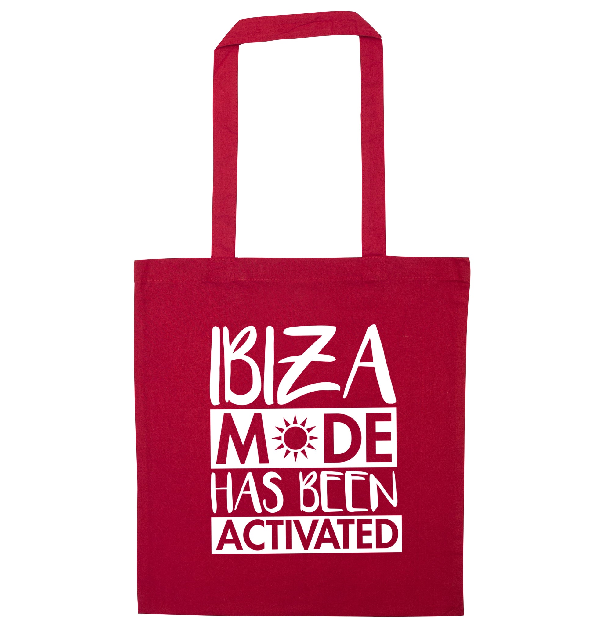 Ibiza mode has been activated red tote bag