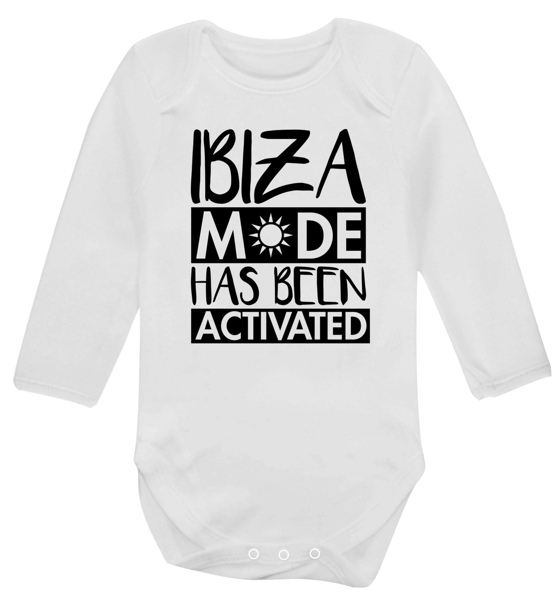 Ibiza mode has been activated Baby Vest long sleeved white 6-12 months