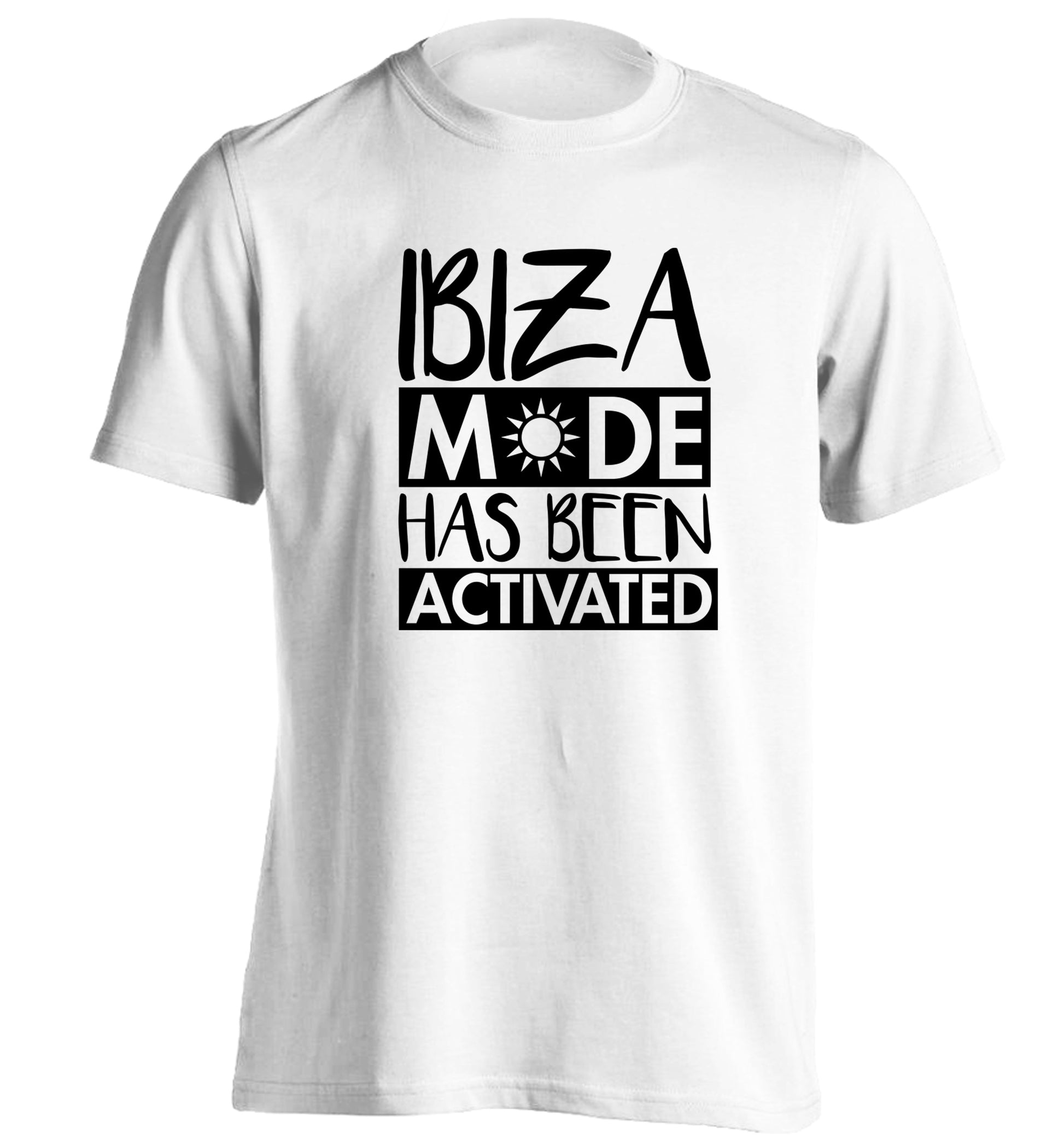 Ibiza mode has been activated adults unisex white Tshirt 2XL