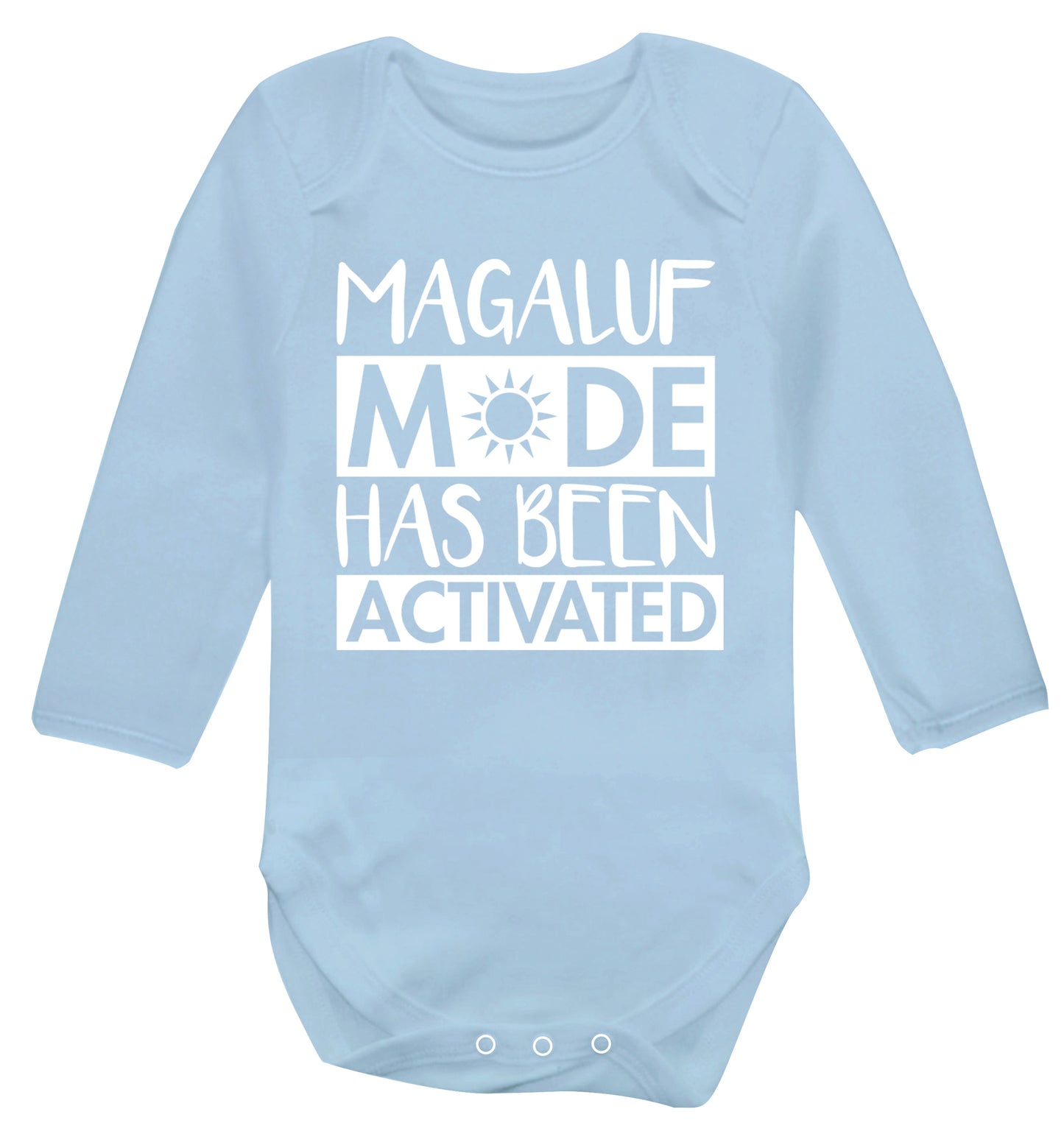Magaluf mode has been activated Baby Vest long sleeved pale blue 6-12 months