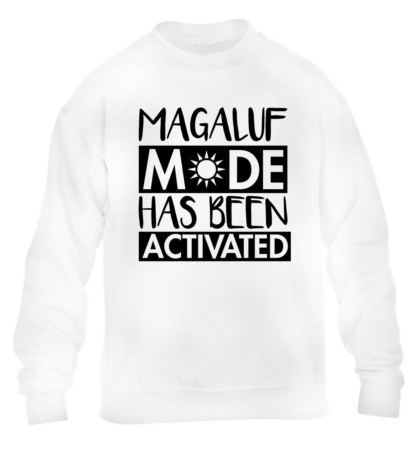 Magaluf mode has been activated children's white sweater 12-13 Years