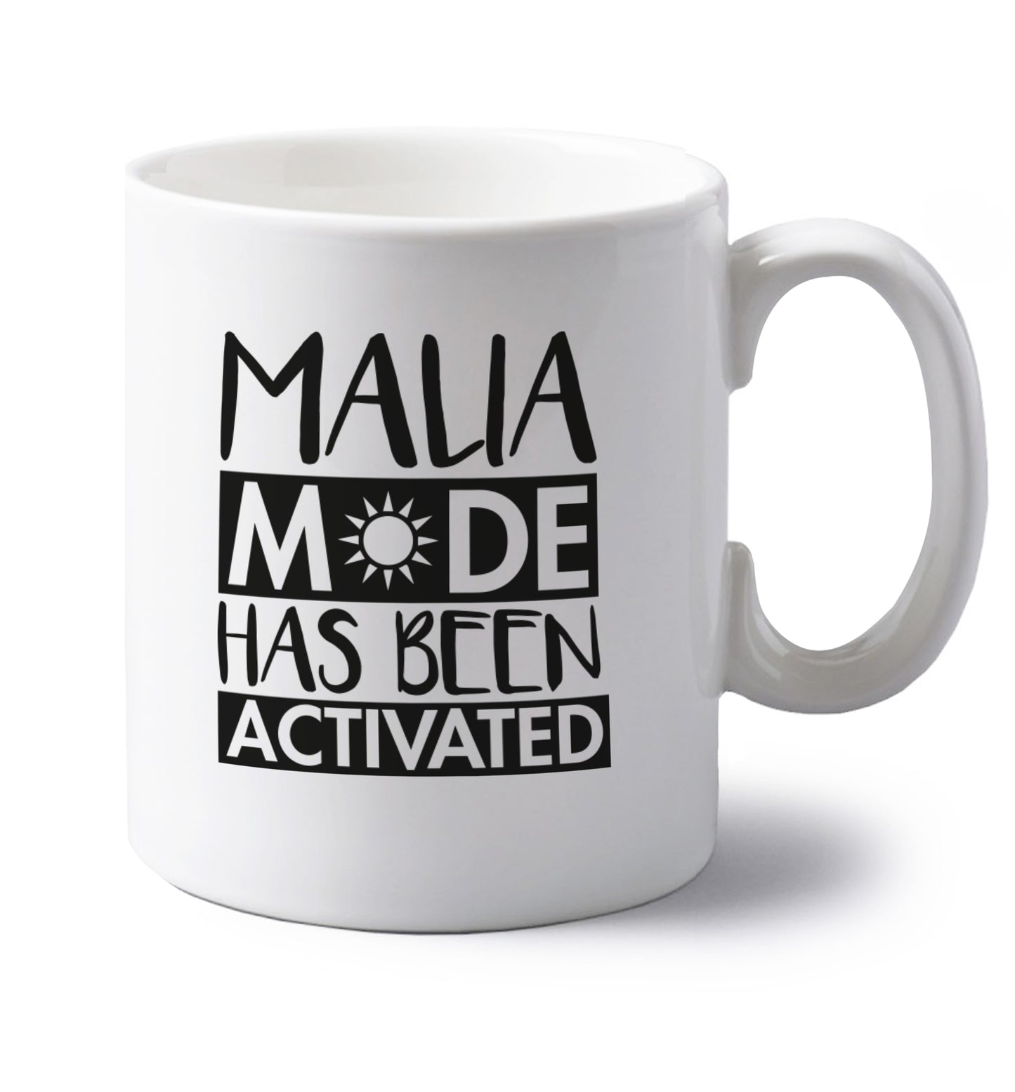 Malia mode has been activated left handed white ceramic mug 