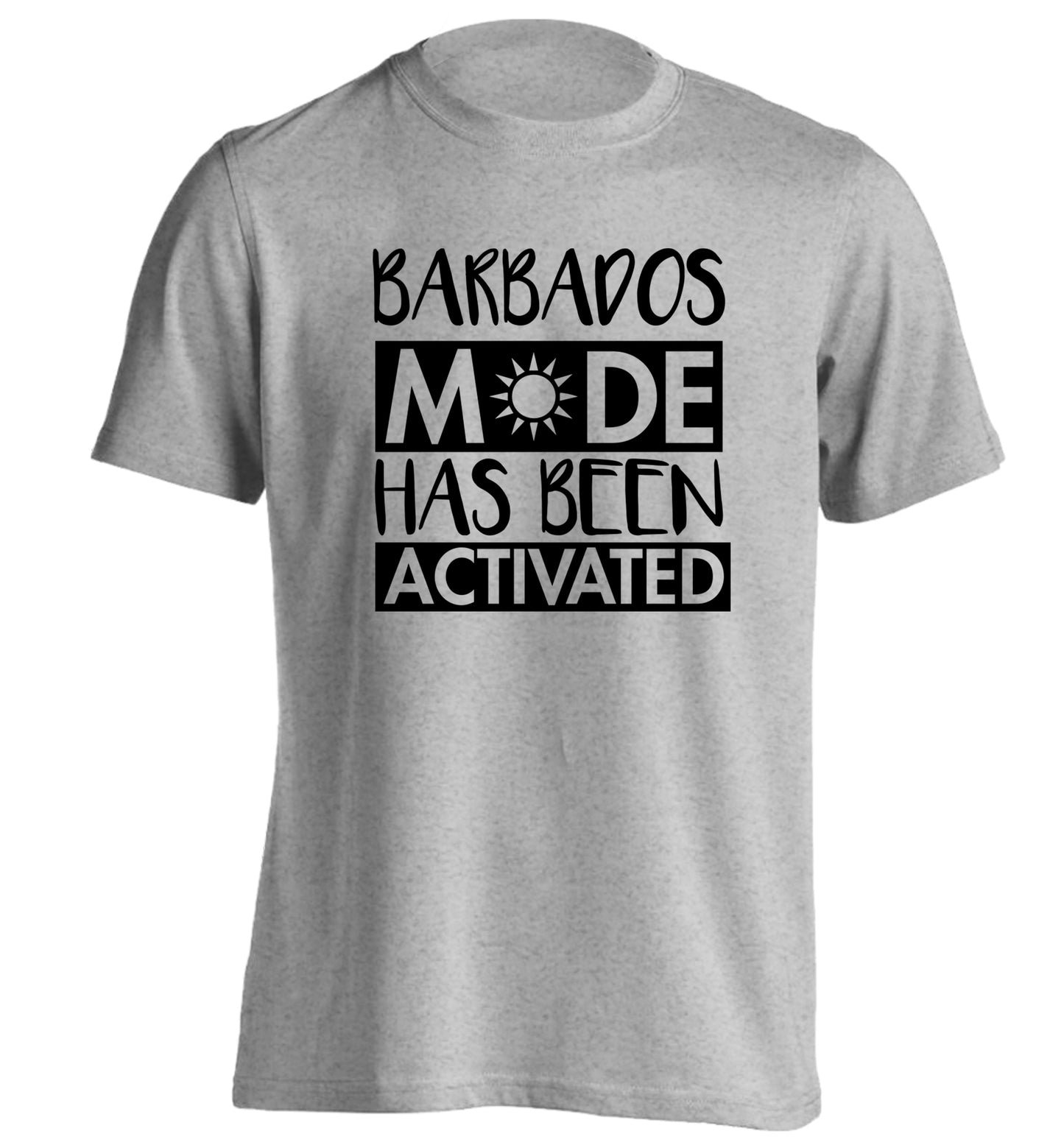 Barbados mode has been activated adults unisex grey Tshirt 2XL