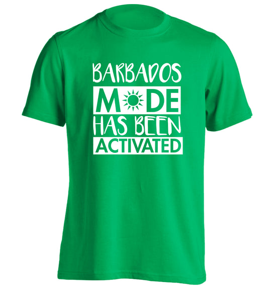 Barbados mode has been activated adults unisex green Tshirt 2XL