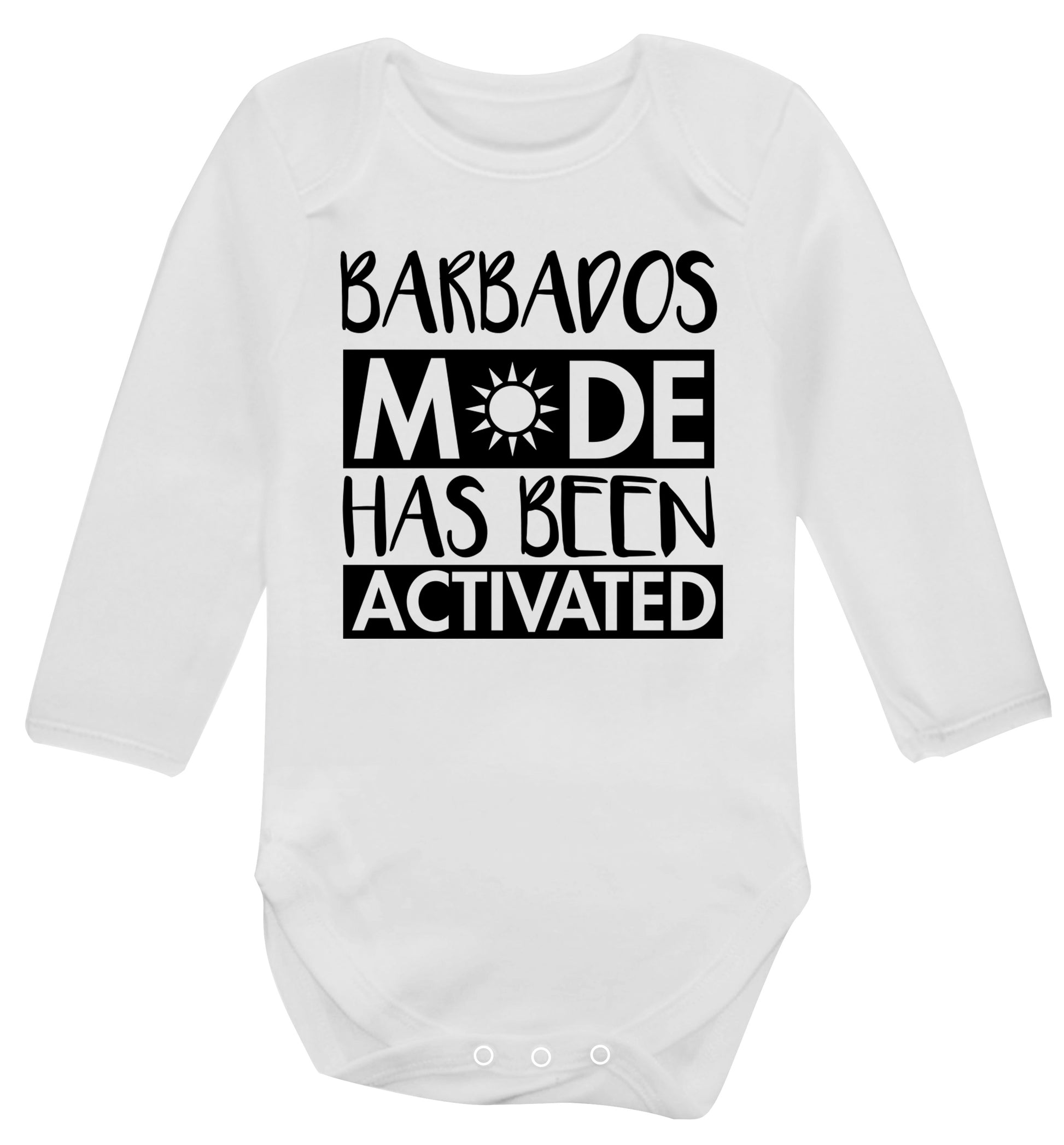 Barbados mode has been activated Baby Vest long sleeved white 6-12 months