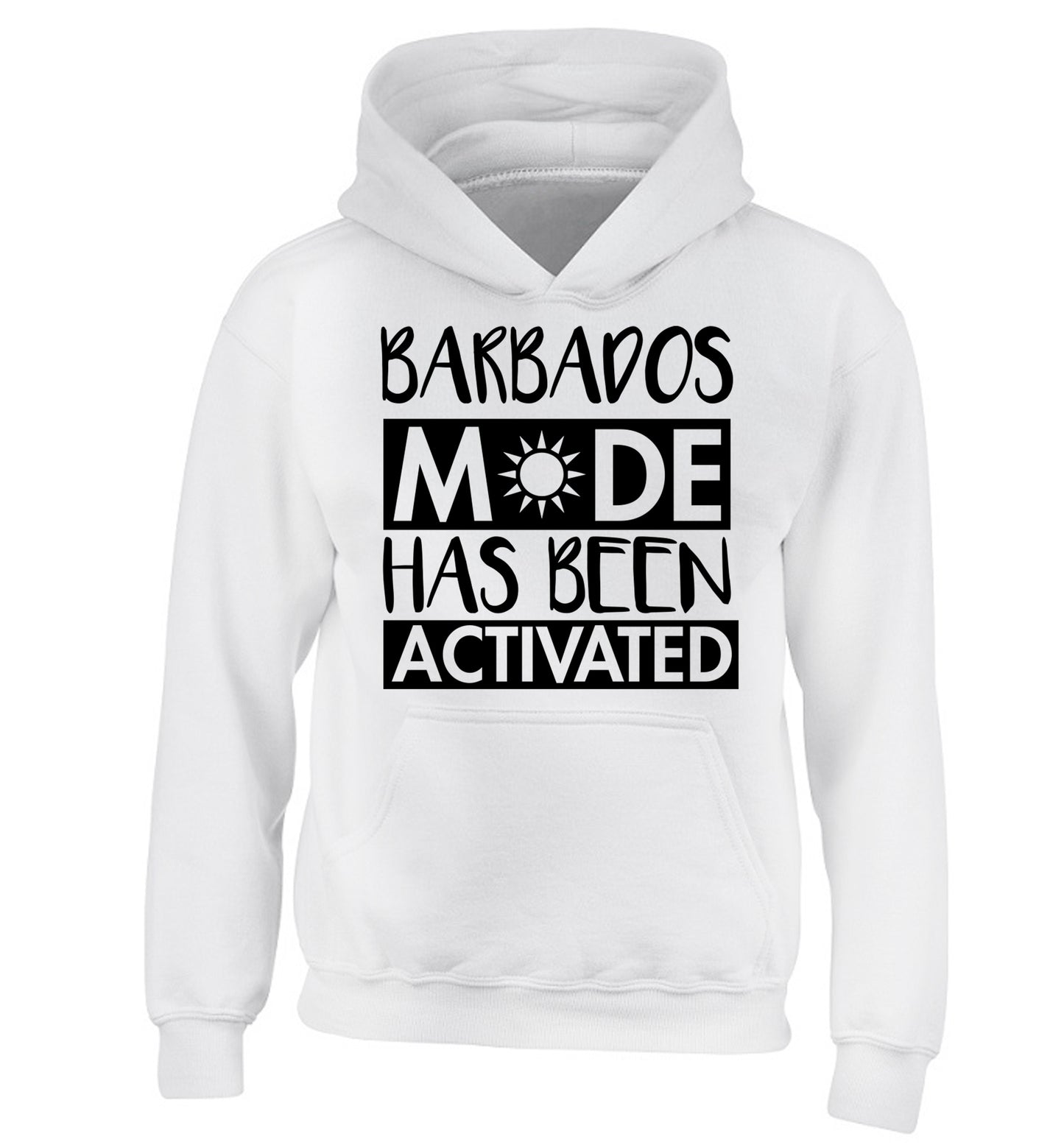Barbados mode has been activated children's white hoodie 12-13 Years