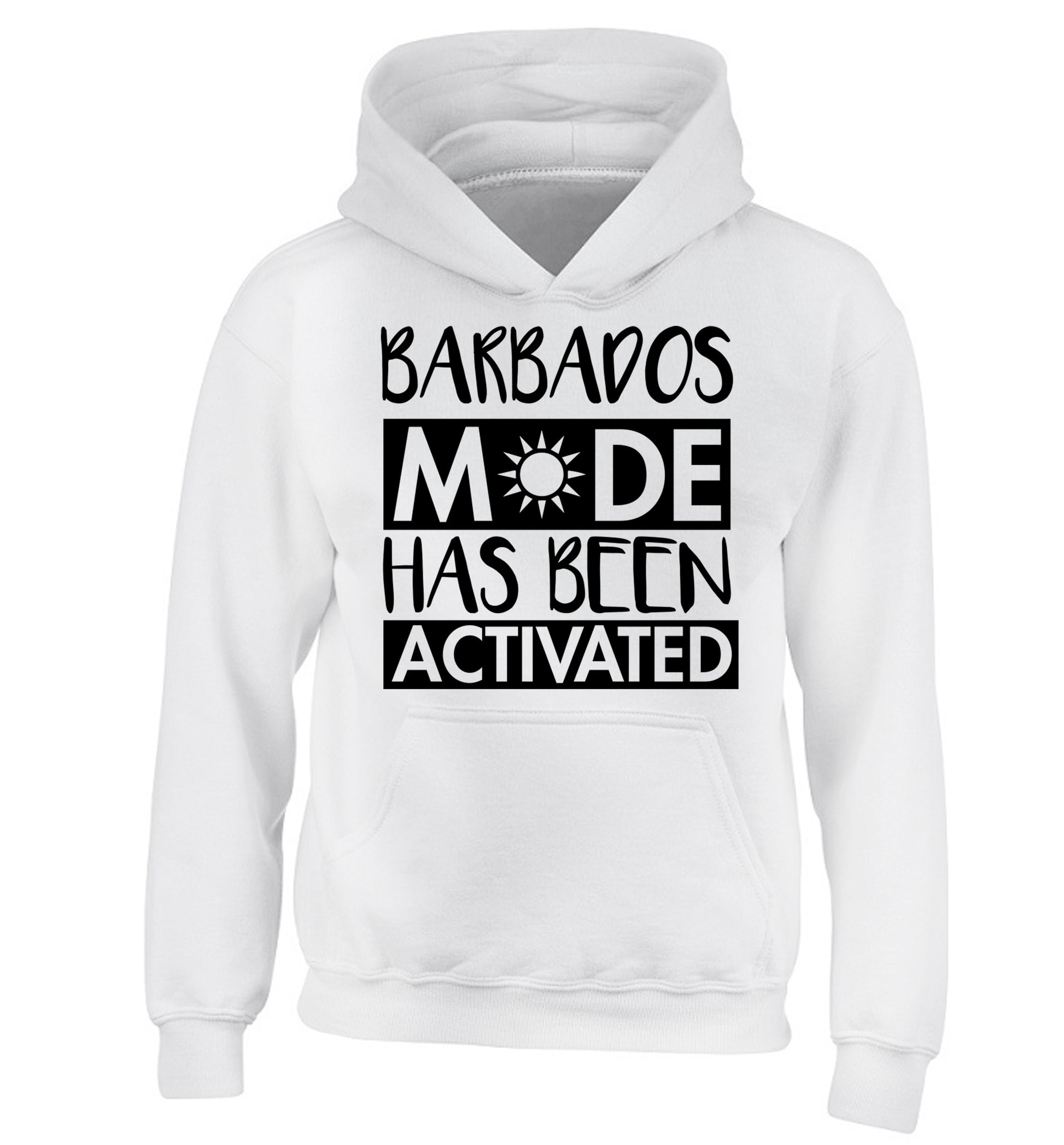 Barbados mode has been activated children's white hoodie 12-13 Years