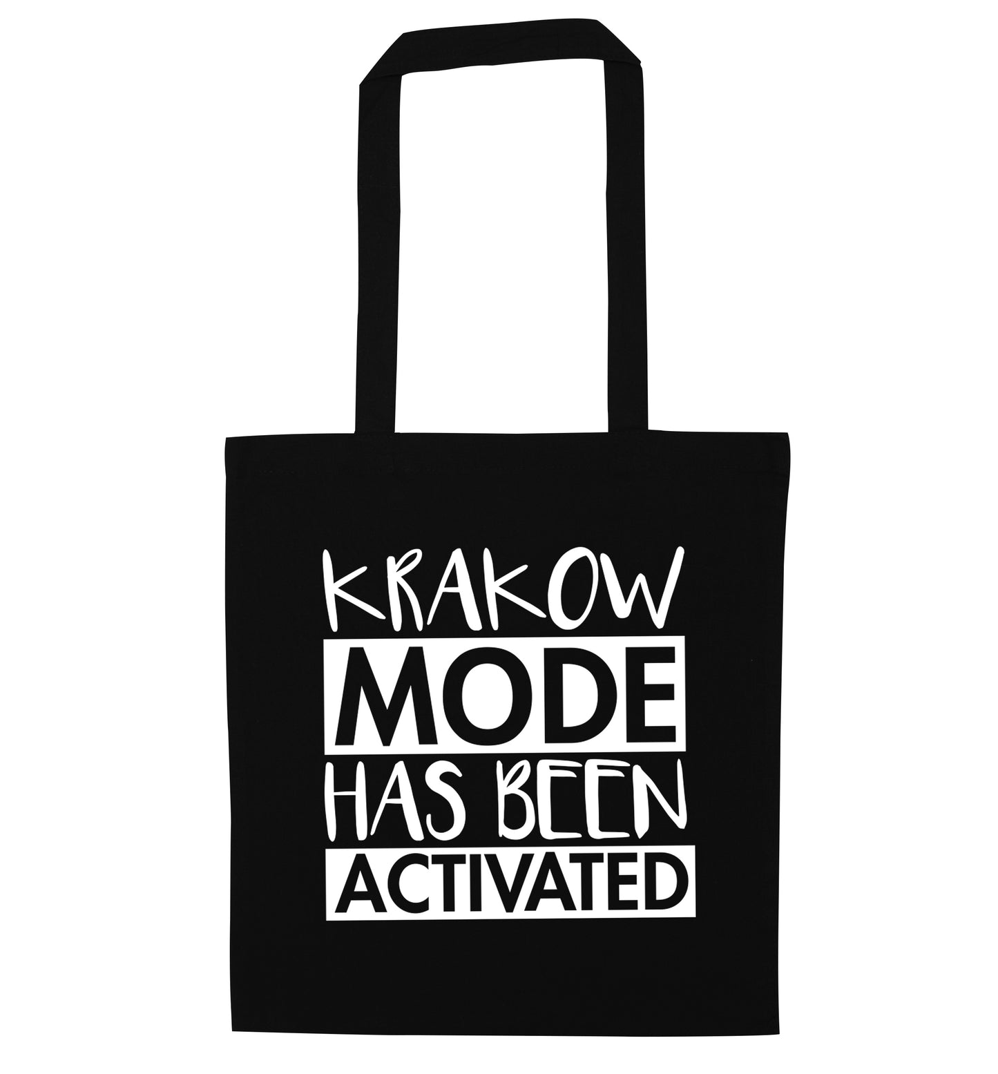 Krakow mode has been activated black tote bag