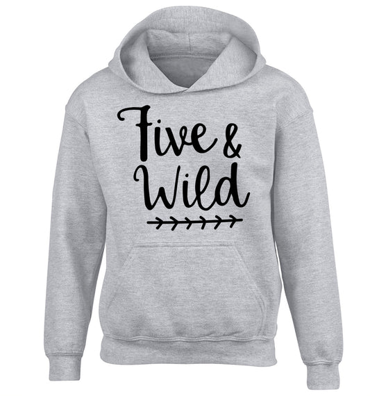 Five and wild children's grey hoodie 12-13 Years