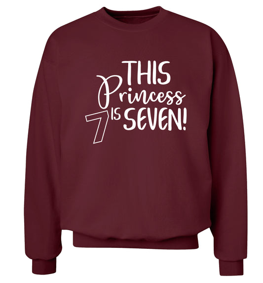 This princess is seven Adult's unisex maroon Sweater 2XL