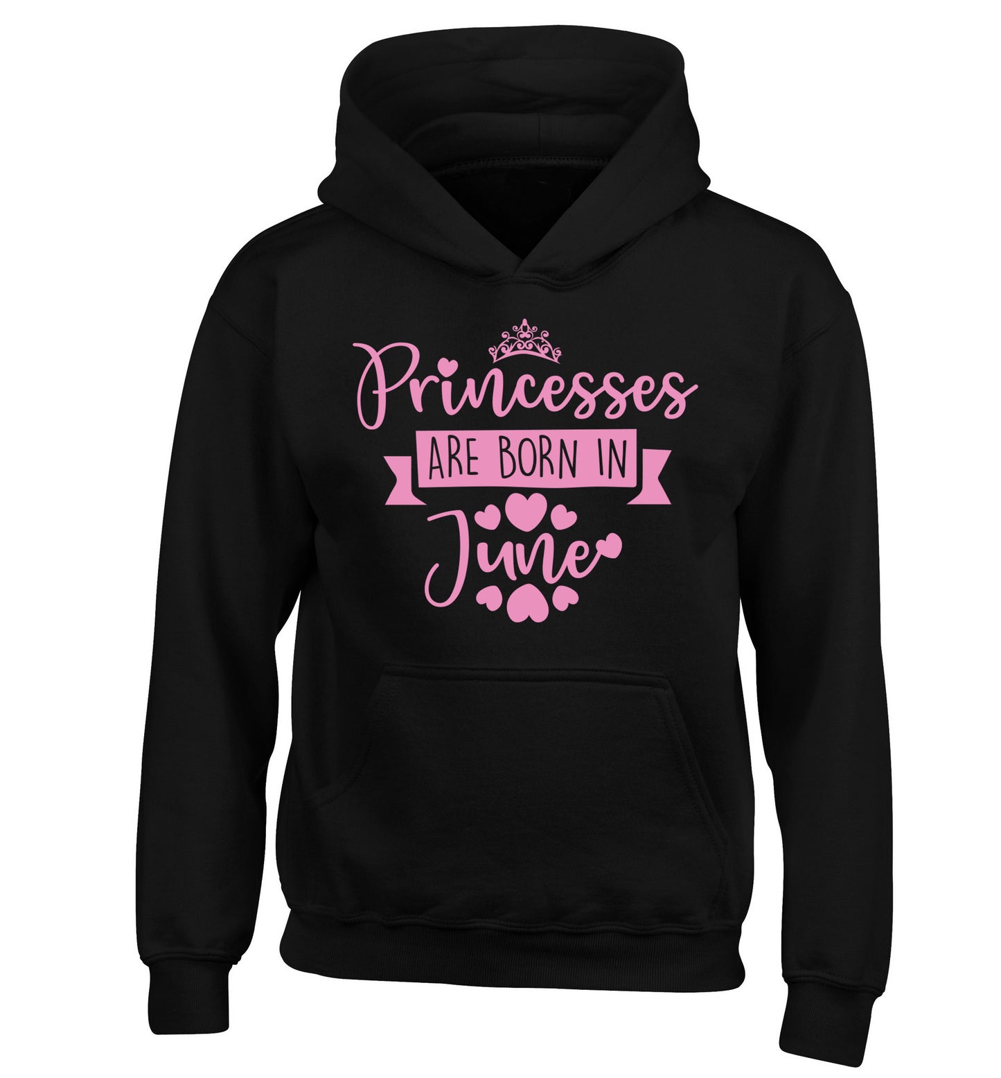 Princesses are born in June children's black hoodie 12-13 Years