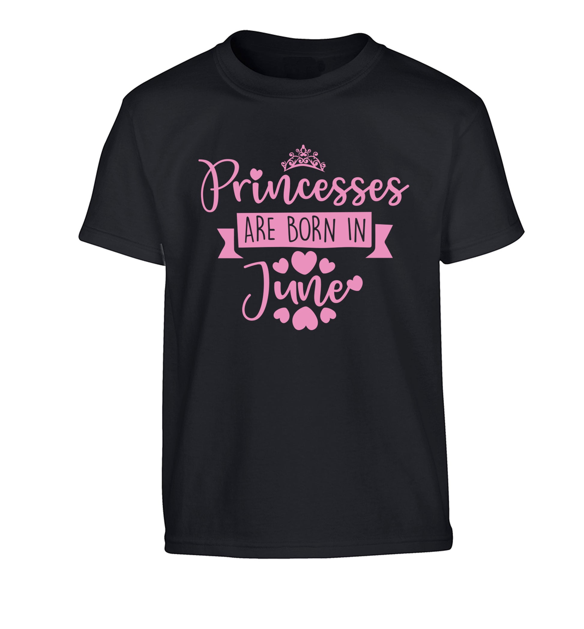 Princesses are born in June Children's black Tshirt 12-13 Years