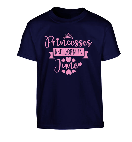 Princesses are born in June Children's navy Tshirt 12-13 Years