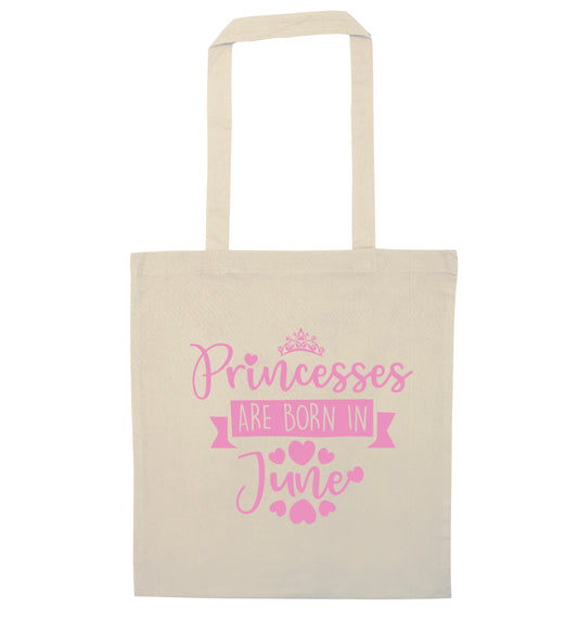 Princesses are born in June natural tote bag