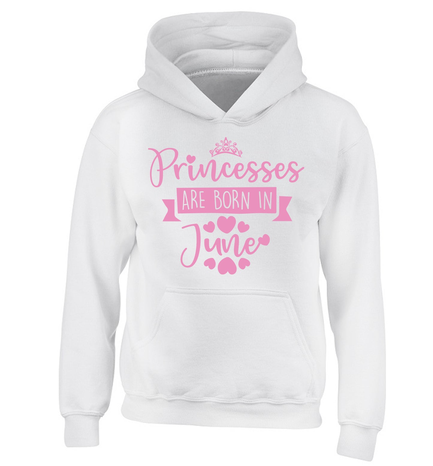 Princesses are born in June children's white hoodie 12-13 Years