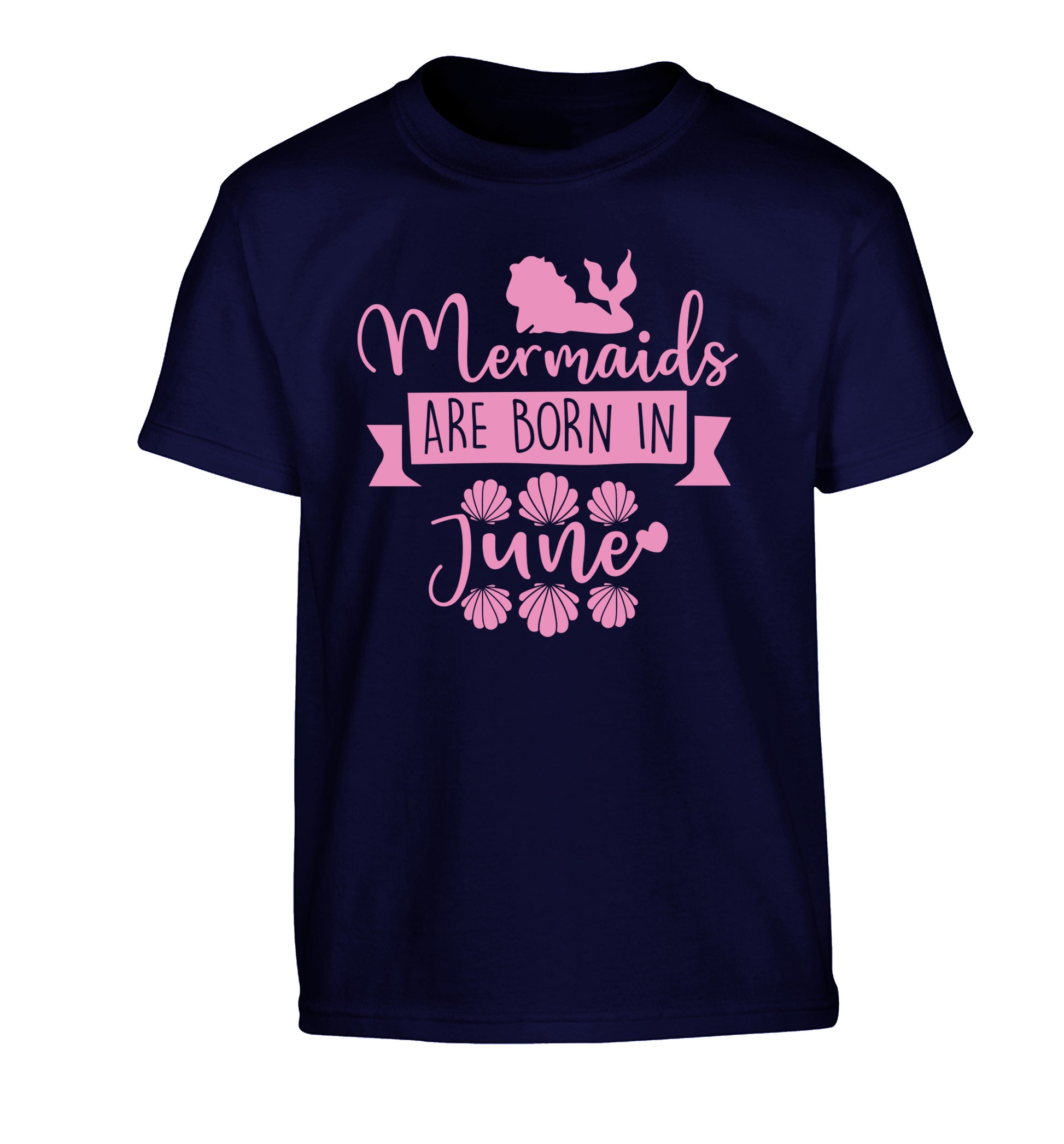 Mermaids are born in June Children's navy Tshirt 12-13 Years