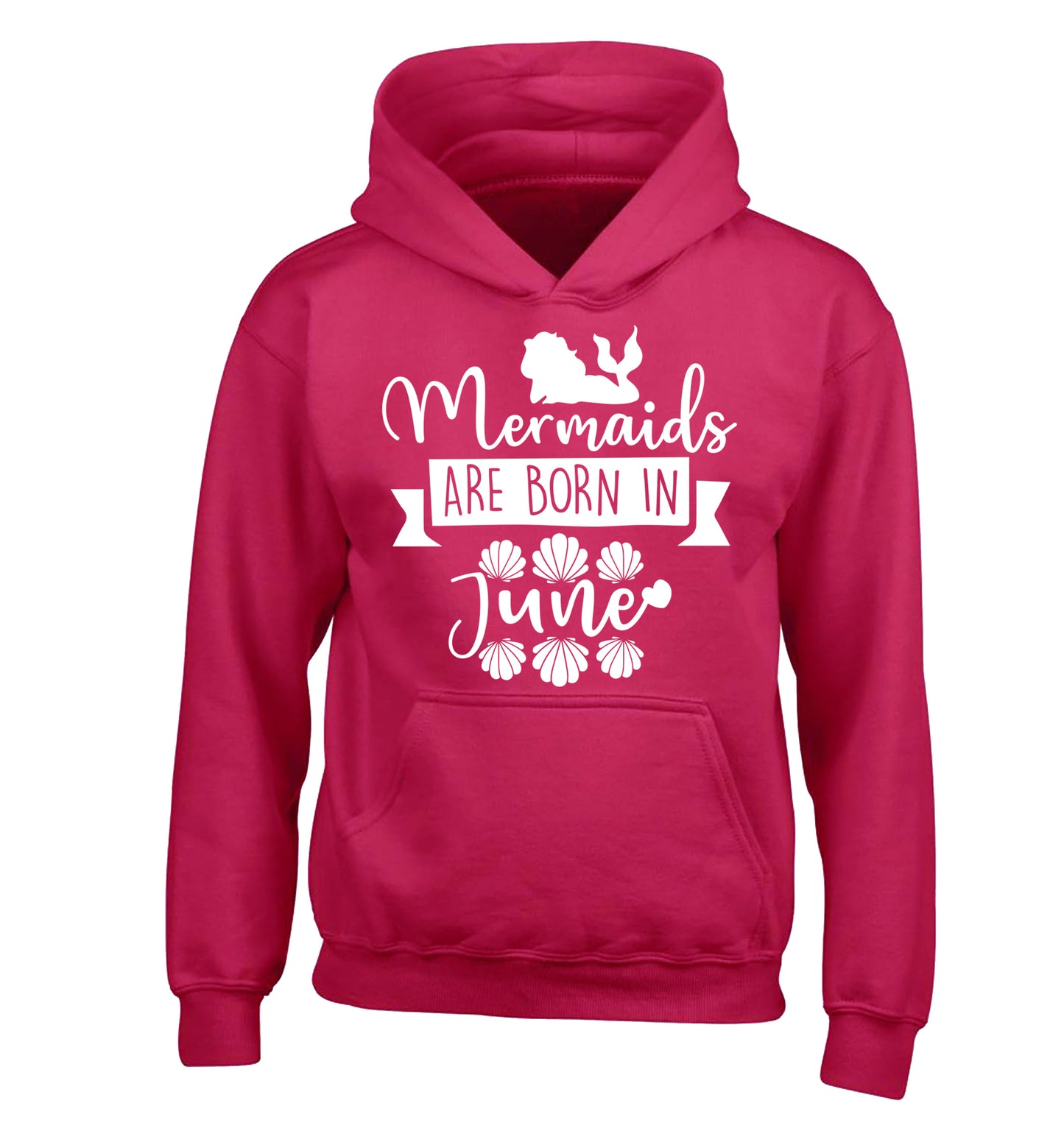 Mermaids are born in June children's pink hoodie 12-13 Years