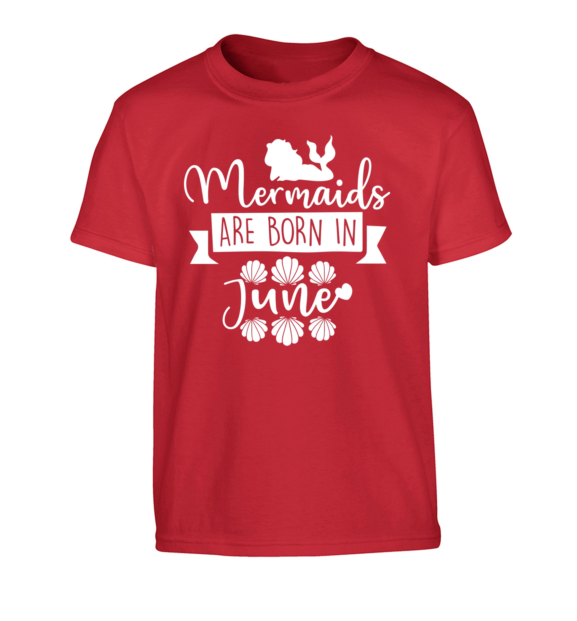 Mermaids are born in June Children's red Tshirt 12-13 Years