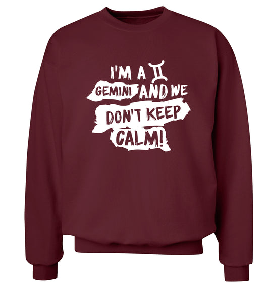 I'm a Gemini and we don't keep calm Adult's unisex maroon Sweater 2XL