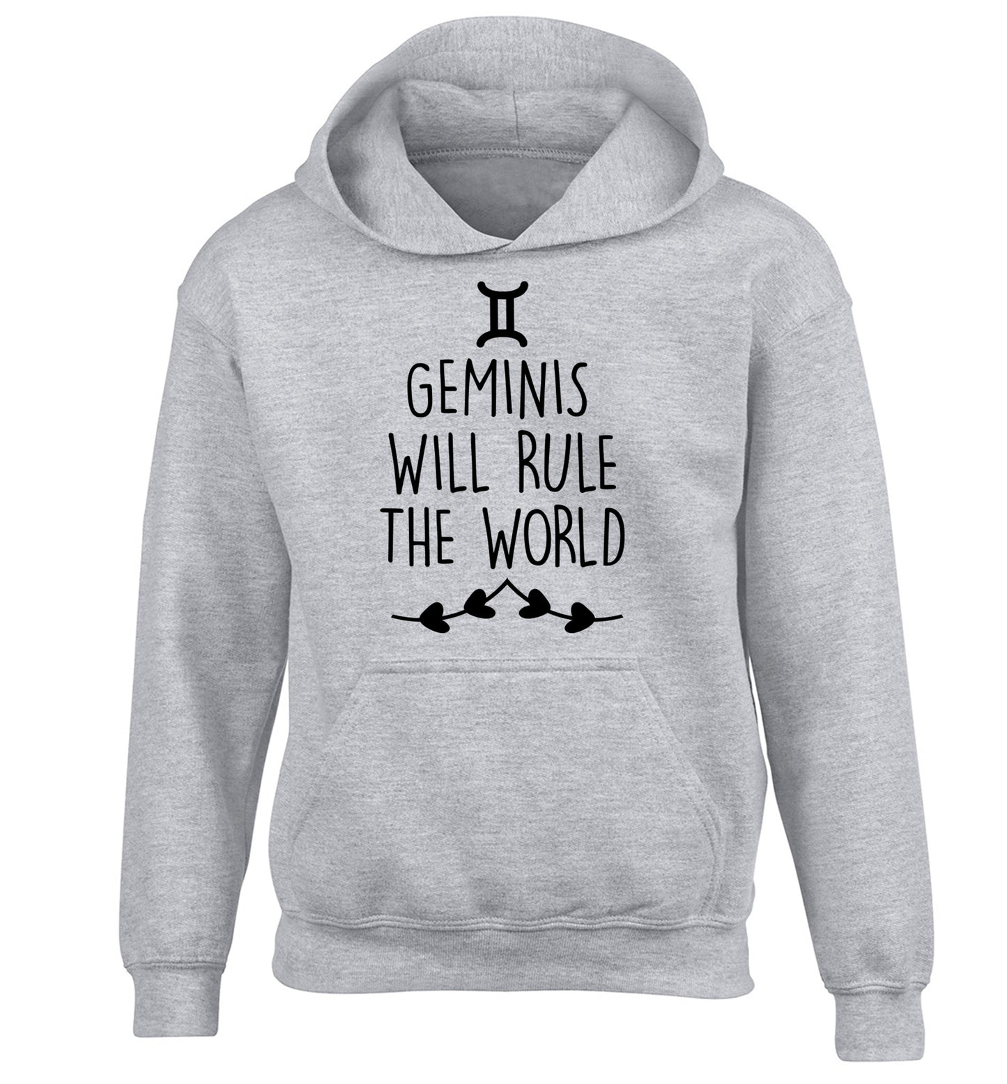 Geminis will rule the world children's grey hoodie 12-13 Years