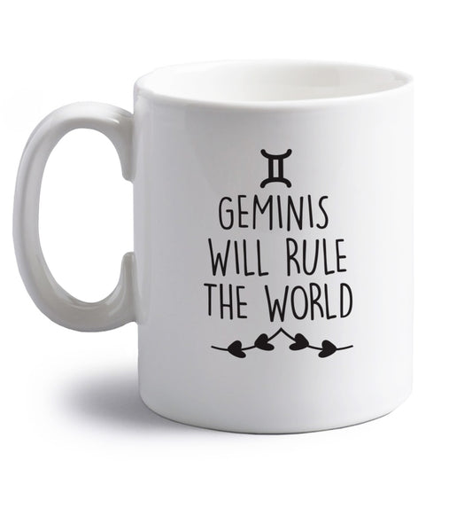 Geminis will rule the world right handed white ceramic mug 