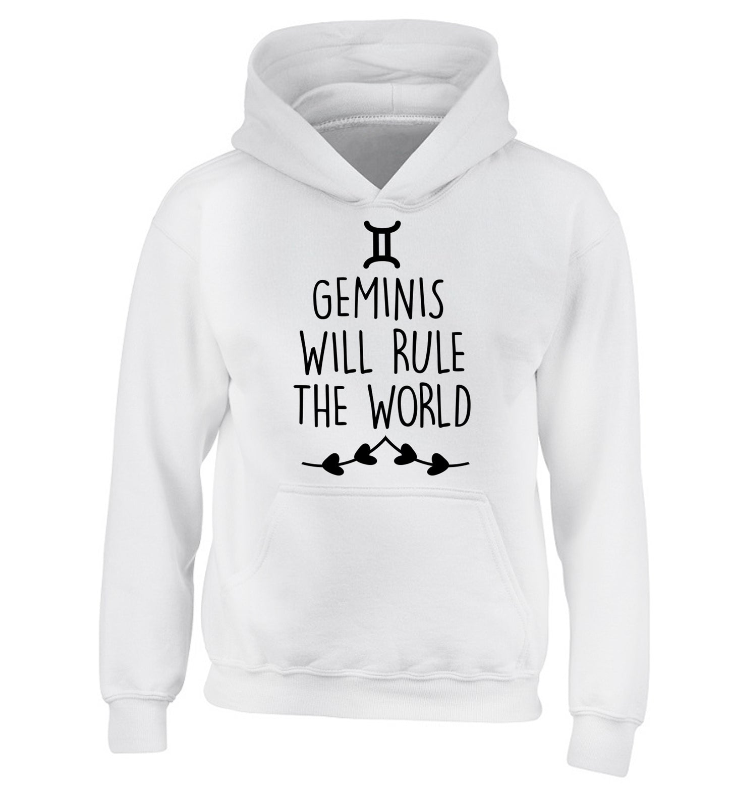 Geminis will rule the world children's white hoodie 12-13 Years