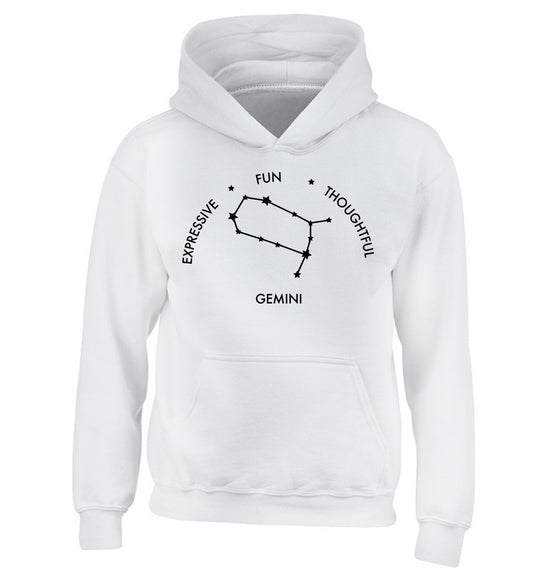 Gemini: Expressive, fun, thoughtful children's white hoodie 12-13 Years
